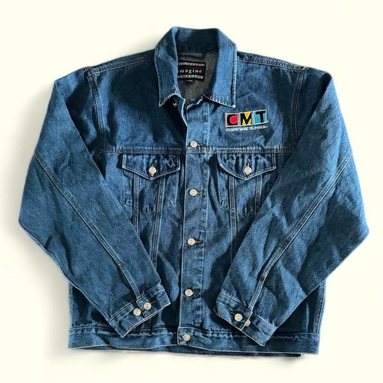 image of Vintage Cmt Logo Branded Denim Jacket XL in Blue, Men's