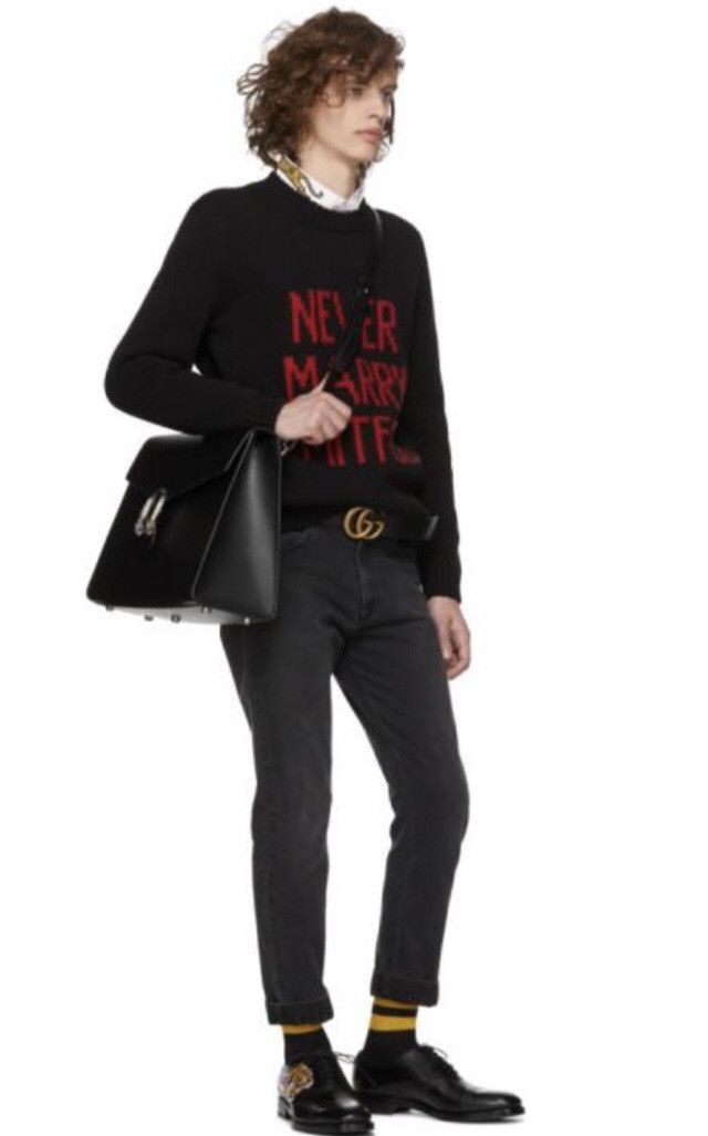 Gucci GUCCI 🇮🇹 Nero Roaring Kitty Badge Side Broge Oxfords 9.5 NIB Size US 9.5 / EU 42-43 - 5 Thumbnail