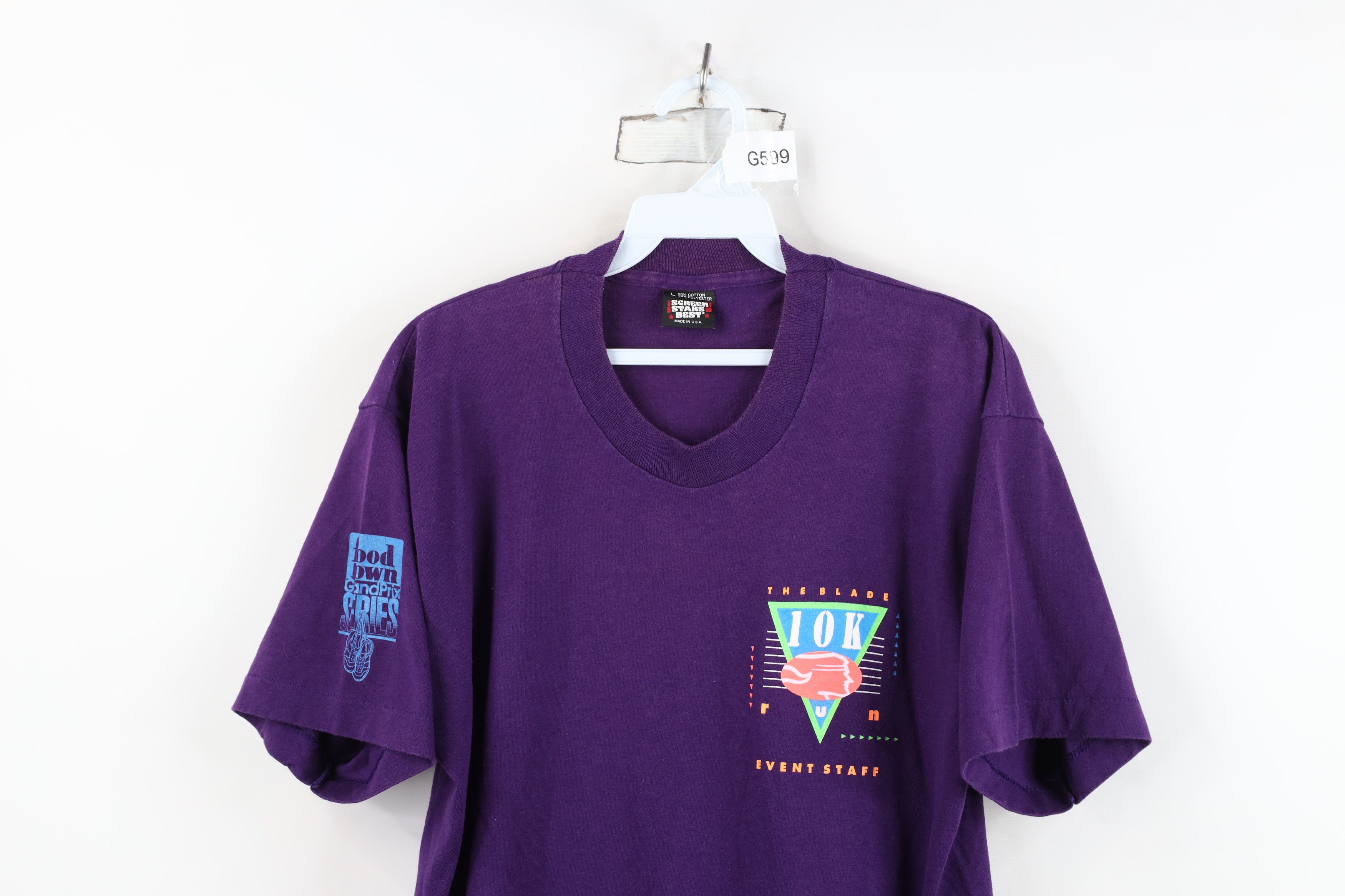 Vintage Vintage 80s 90s Blade 10k Run Road Race T-Shirt Purple USA Size US L / EU 52-54 / 3 - 2 Thumbnail