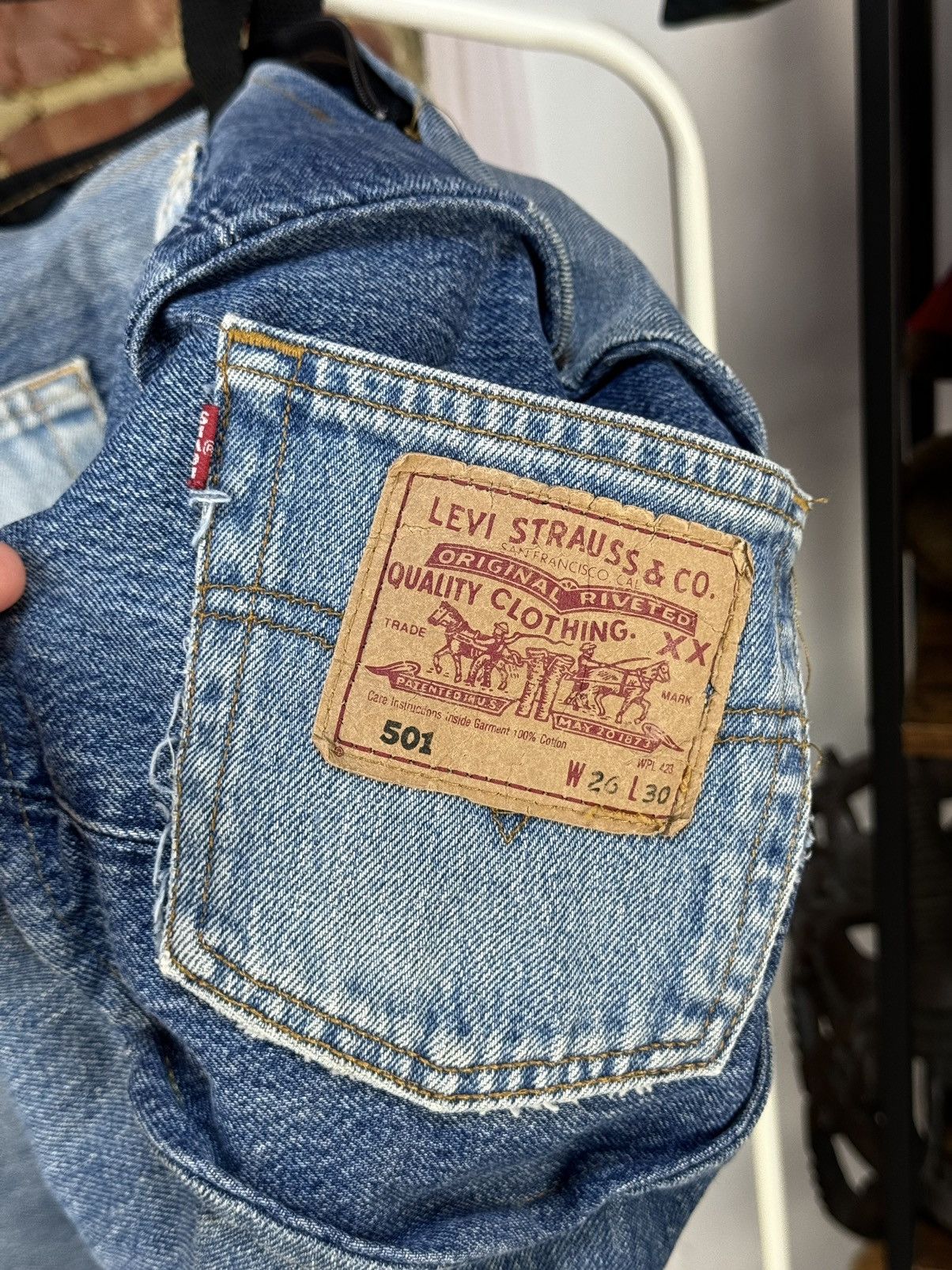 Handmade × Levi's × Vintage LEVIS Custom Jeans Denim Bag Hand Made Size ONE SIZE - 7 Thumbnail