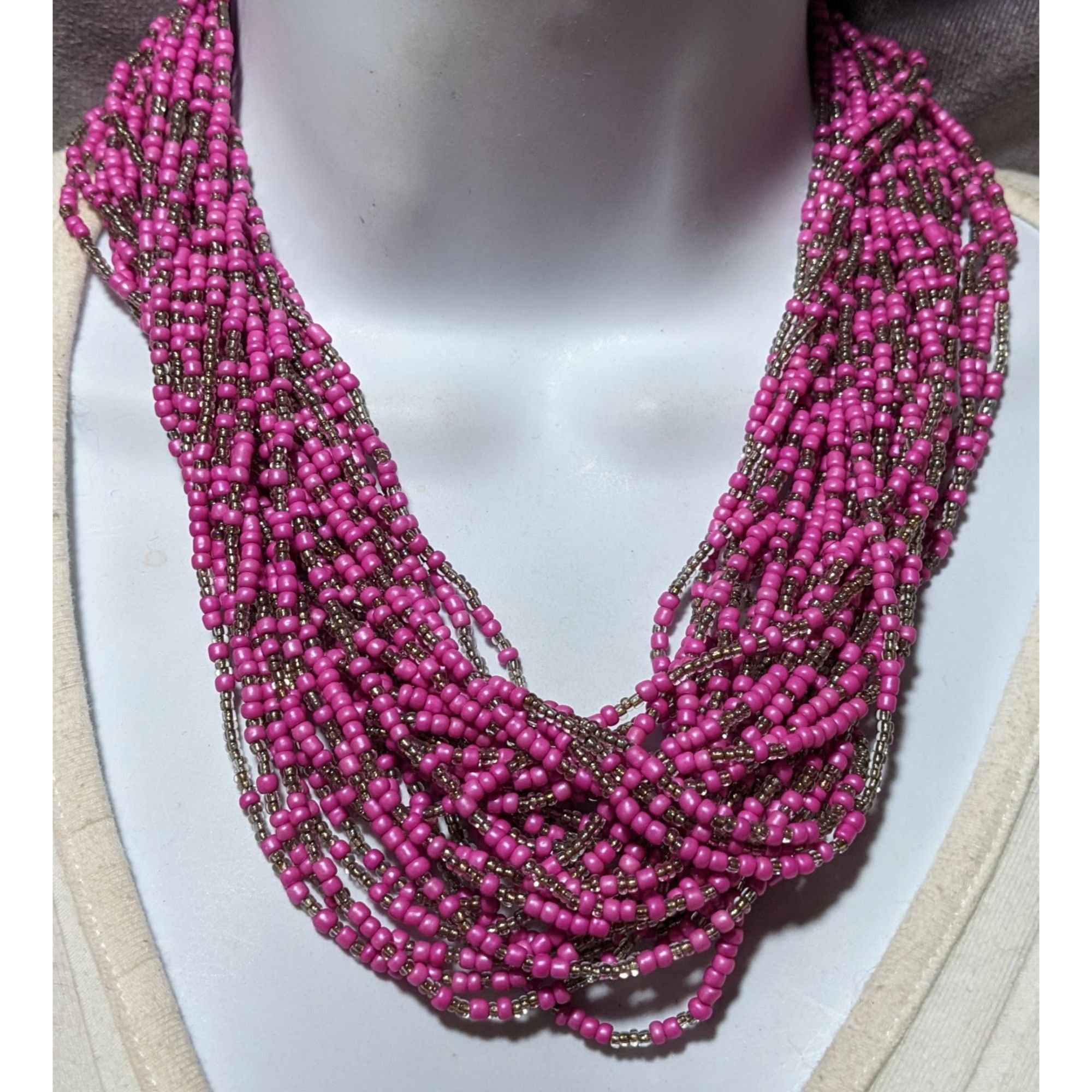 Other Retro Pink Beaded Multilayer Glass Necklace Size ONE SIZE - 2 Thumbnail