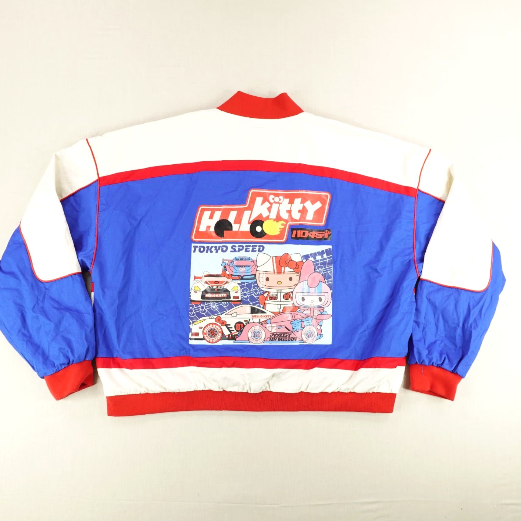 Vintage Hello Kitty Jacket Womens 2X White Blue Red Sanrio Tokyo Speed Racing Car Coat Size XXL / US 16-18 / IT 52-54 - 5 Thumbnail