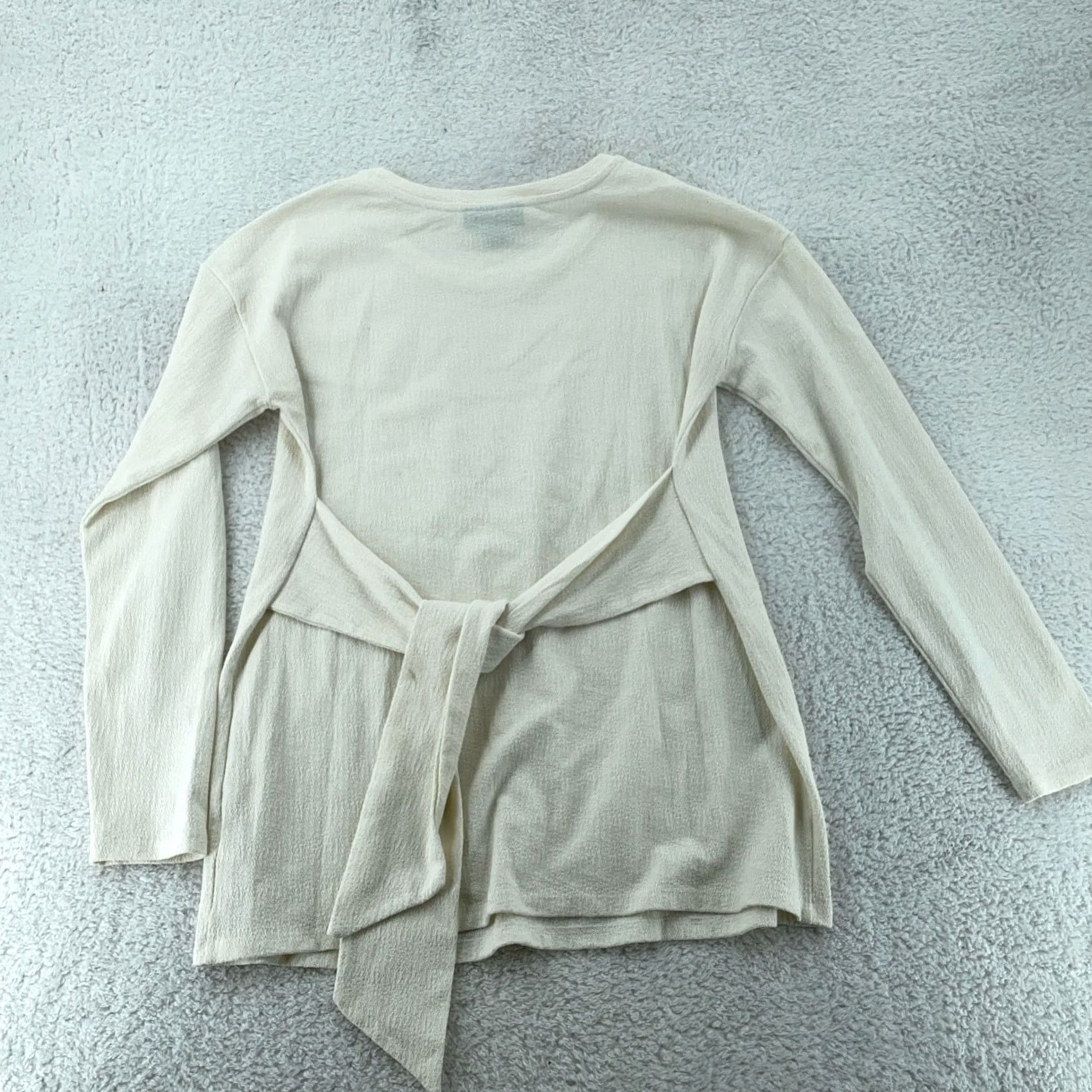 Vintage A Pea In The Pod Maternity Blouse Women Medium Ivory Rayon Stretch Tie Waist Top Size M / US 6-8 / IT 42-44 - 4 Thumbnail