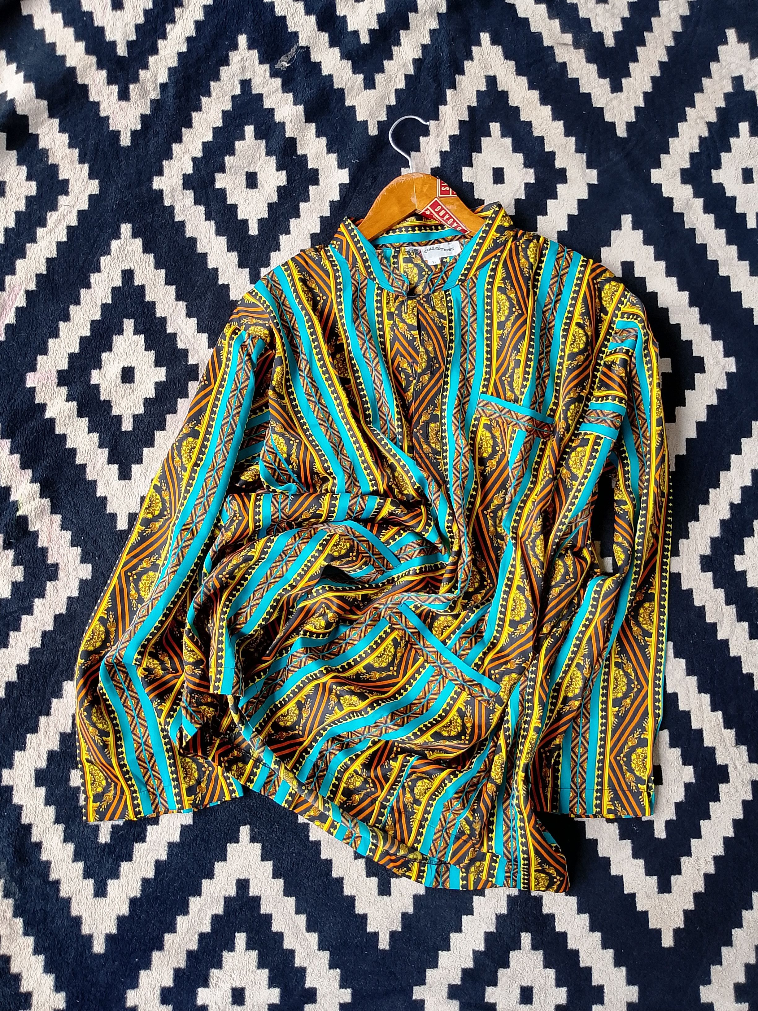 Vintage Vintage Sambalpuri Ornate Turquoise & Gold Kurta Shirt Size US L / EU 52-54 / 3 - 1 Thumbnail