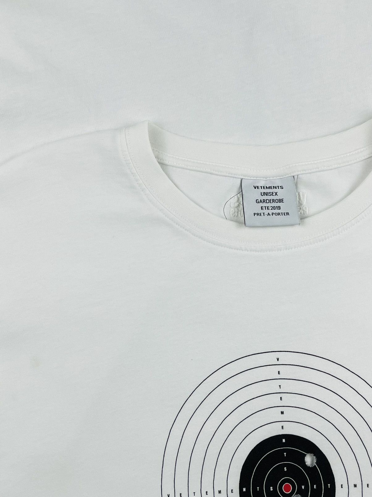 Vetements SS19 Vetements Target Bullet Hole Distressed Tshirt White Size US M / EU 48-50 / 2 - 6 Thumbnail