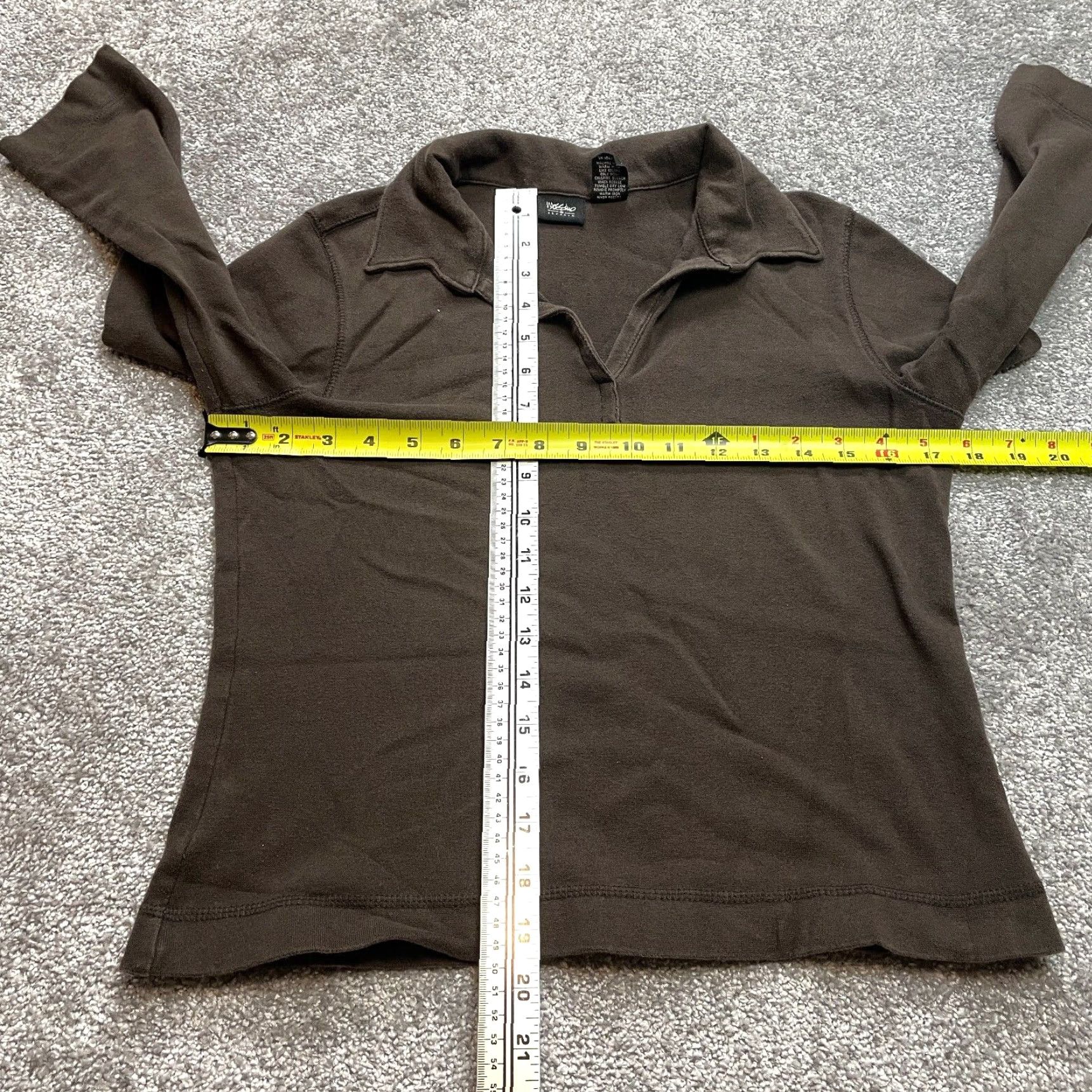 Mossimo Mossimo Polo Shirt Womens Medium Brown Long Sleeve Collared Knit Cotton Blend Casual Top Size M / US 6-8 / IT 42-44 - 5 Thumbnail