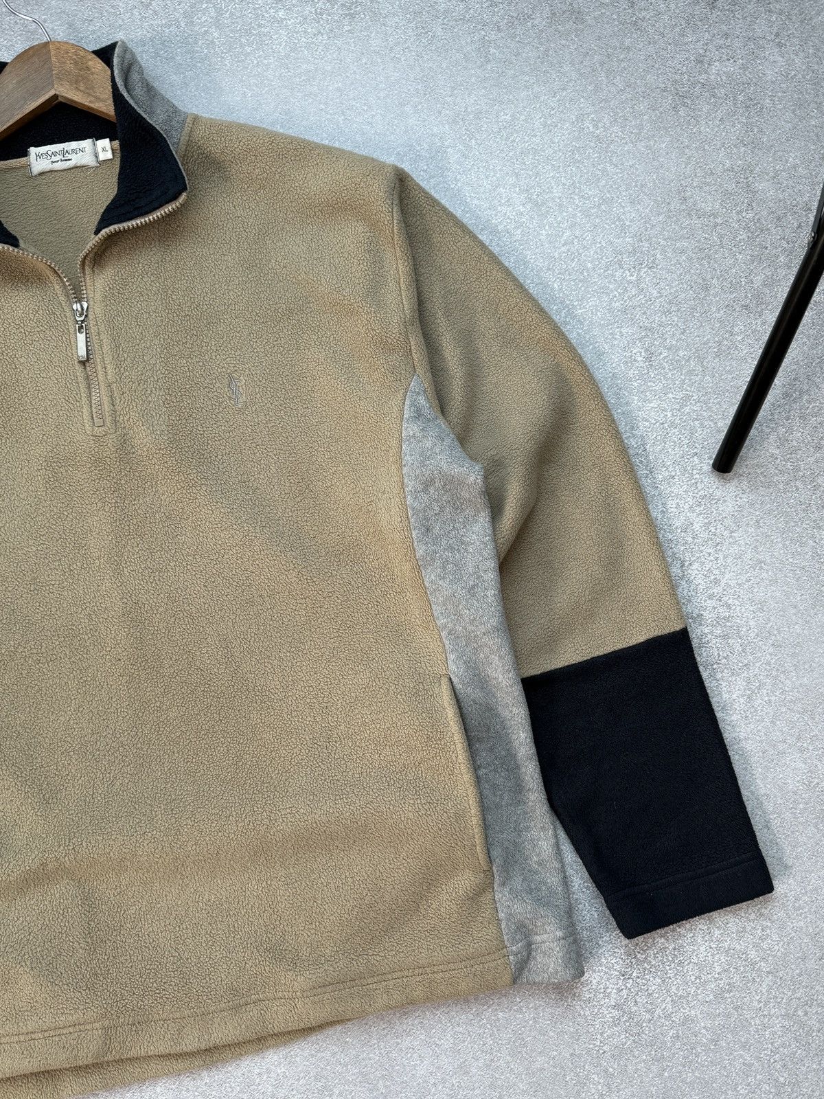 Yves Saint Laurent Yves Saint Laurent Fleece 1/4 Zip Men Distressed Sweatshirt Size US XL / EU 56 / 4 - 4 Thumbnail
