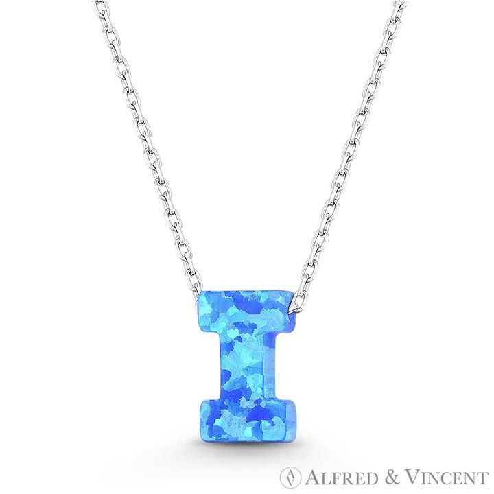 Other Blue Lab Opal Initial "I" Pendant Anchor Chain Necklace Size ONE SIZE - 1 Preview