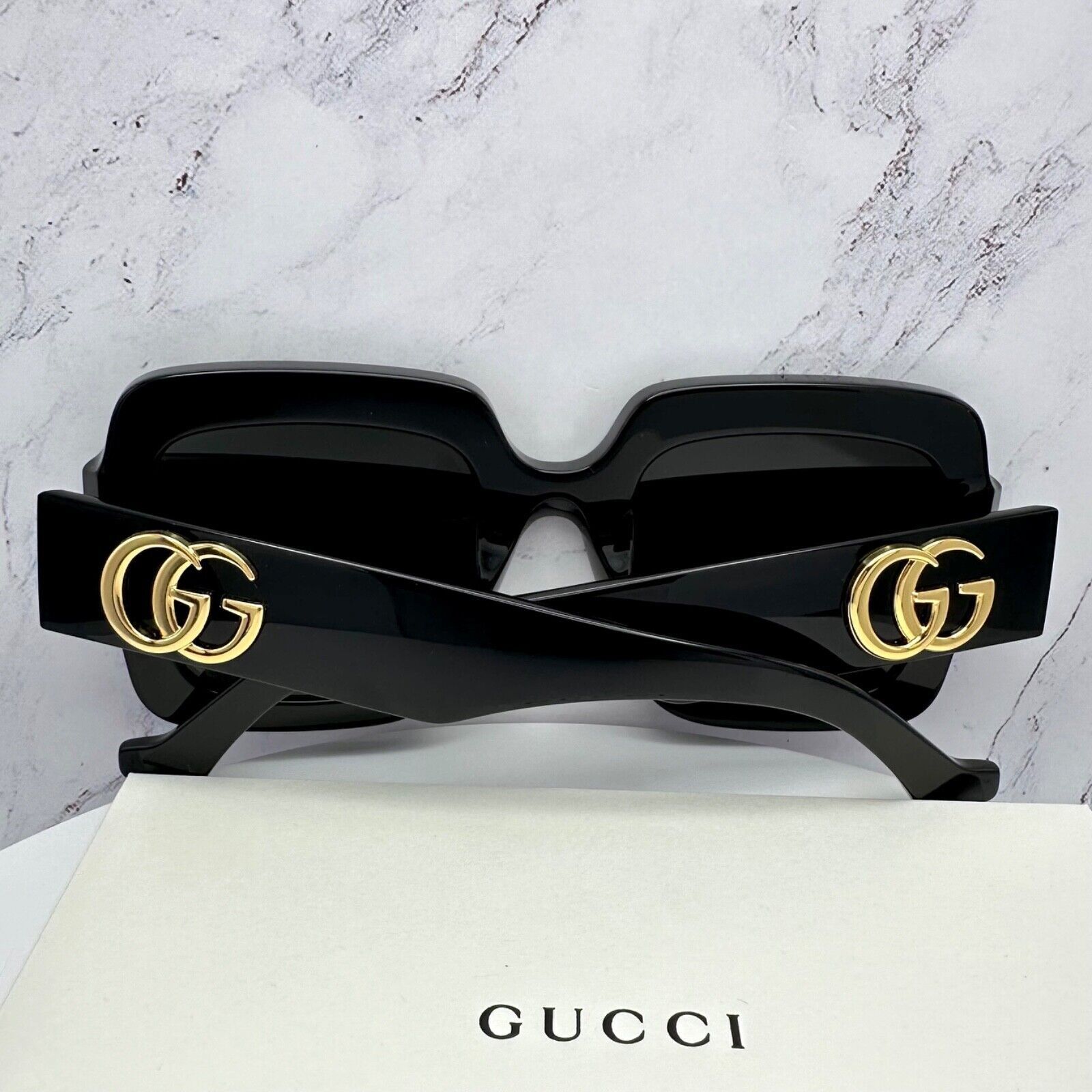 Gucci Gucci Sunglasses New Black Oversized Gold Metal GG Authentic Size ONE SIZE - 5 Thumbnail