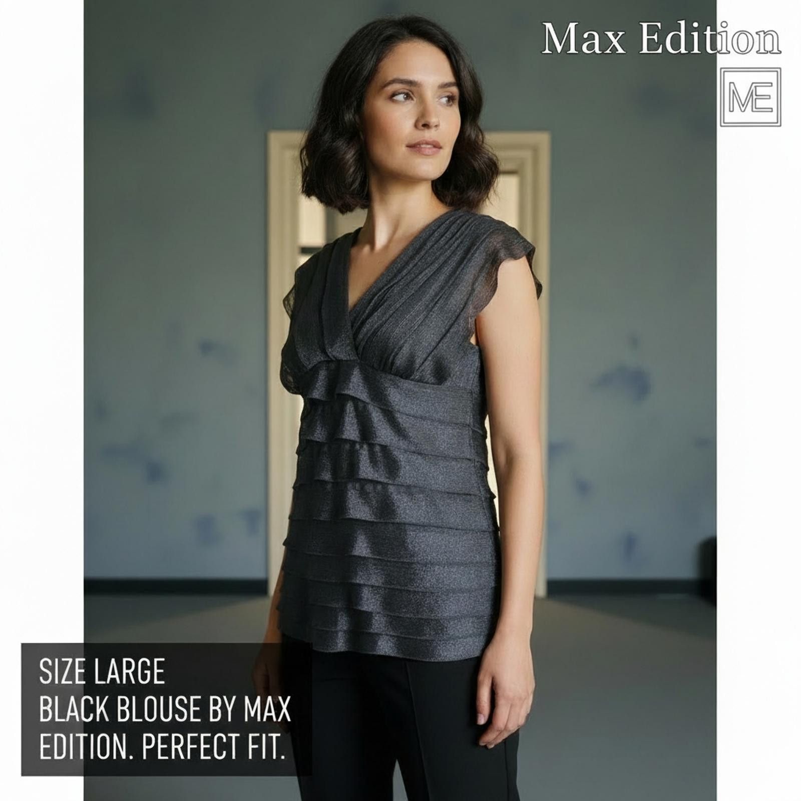 Other Max Edition Black Tiered Ruffle Blouse Size Large Size L / US 10 / IT 46 - 1 Thumbnail