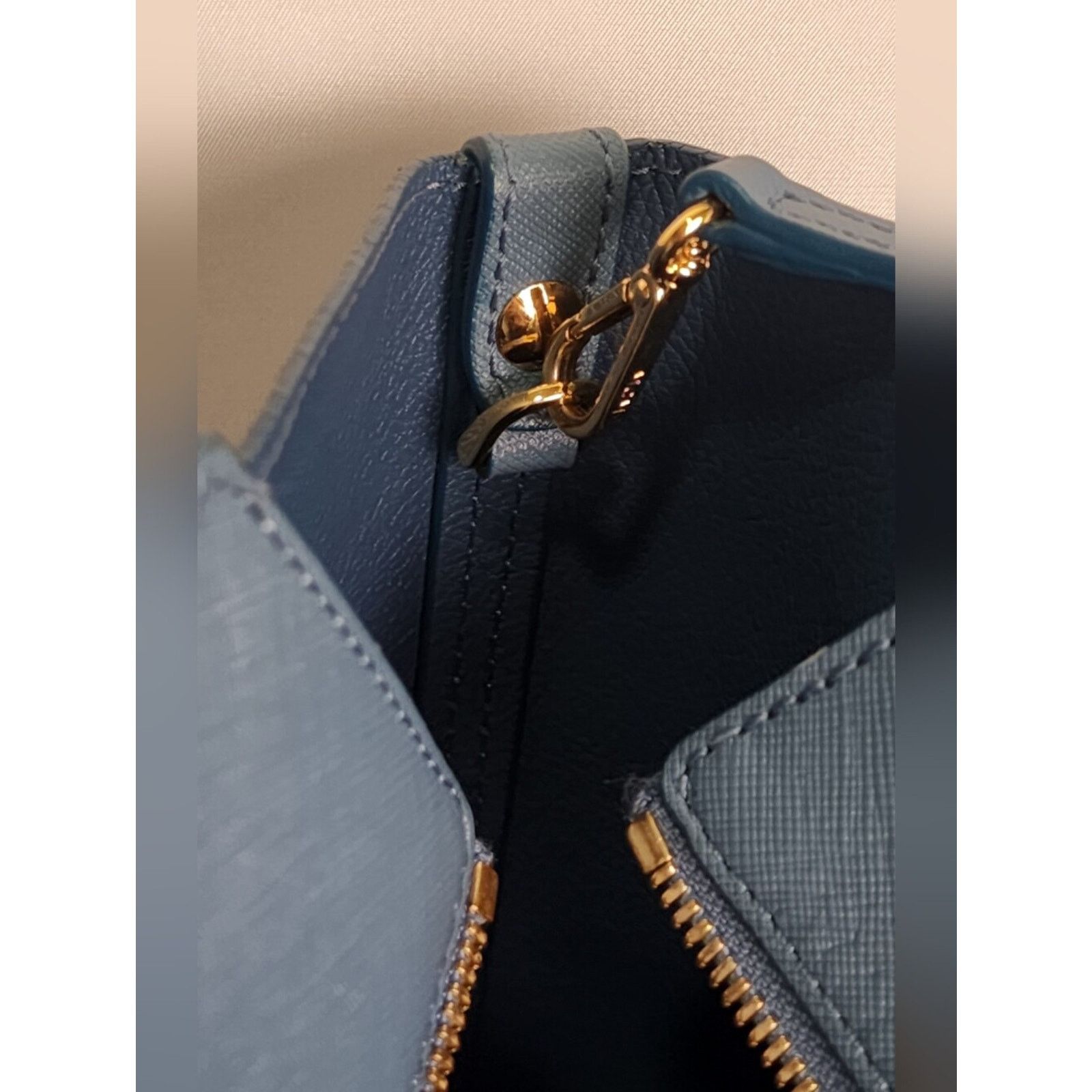 MCM Blue MCM Saffiano Leather Shopper Tote Bag Detachable Pouch Size ONE SIZE - 12 Thumbnail
