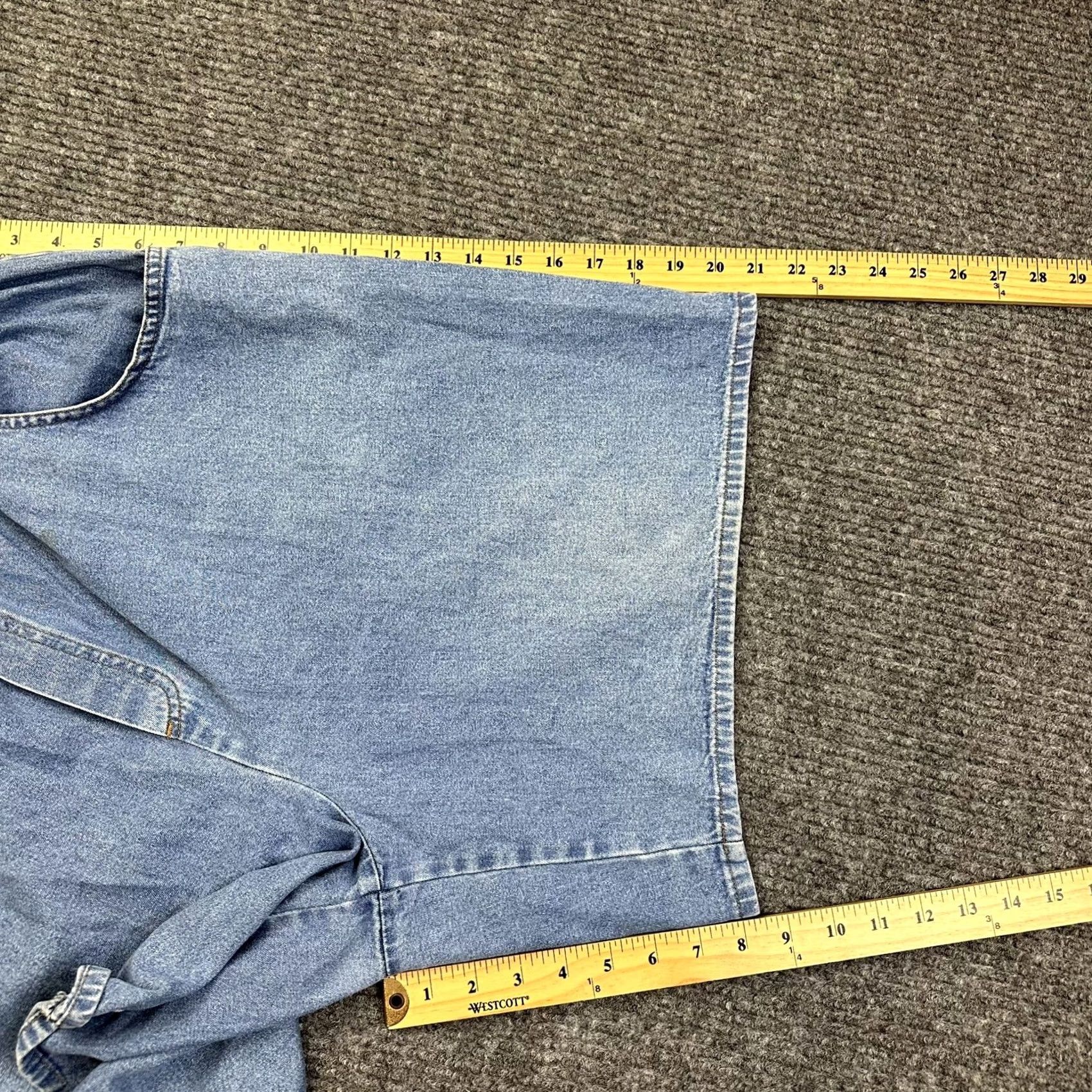 Vintage VINTAGE Womens 90s Denim Shorts Bermuda 20W Blue High Rise Elastic Waist 100% Cotton Size 42" / US 20 - 5 Thumbnail