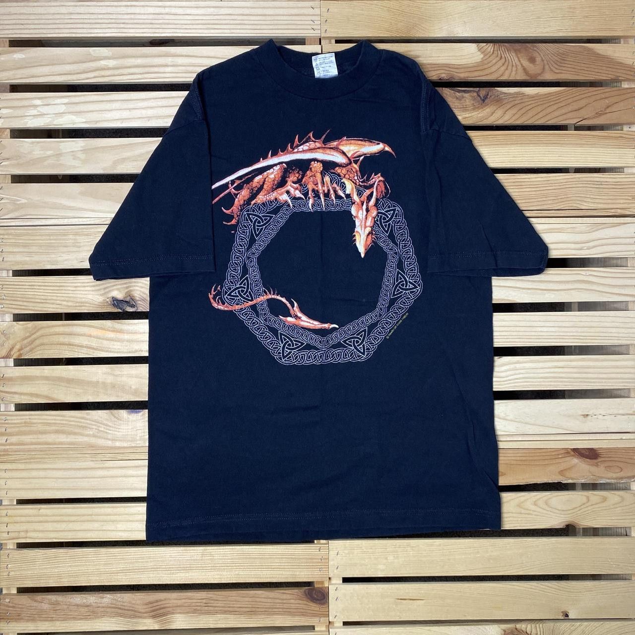 AAA Vintage Celtic Dragon Black Fantasy Tee Size Medium Size US M / EU 48-50 / 2 - 1 Thumbnail