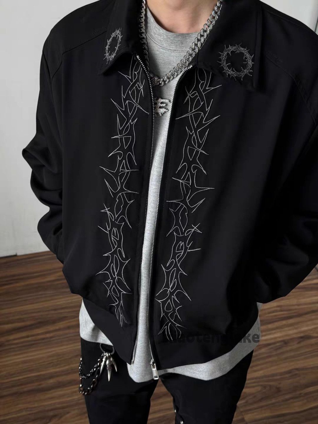 Vintage Zipper punk grunge yuppie loose pattern festival jacket Size US L / EU 52-54 / 3 - 4 Thumbnail