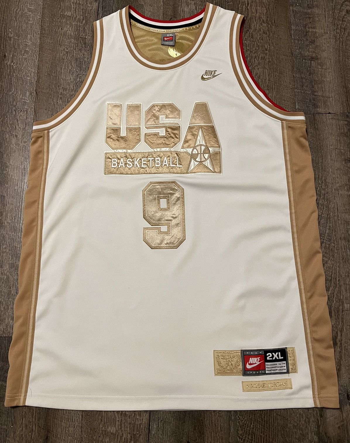 Jordan Brand × Nike × Vintage Vintage Nike Michael Jordan Dream Team Olympics Gold Jersey Size US XXL / EU 58 / 5 - 1 Thumbnail