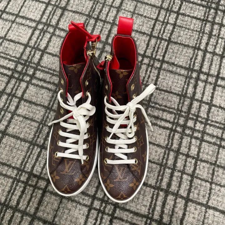 Louis Vuitton Louis Vuitton Classic Monogram High-Top Sneakers -2508 Size US 5.5 / EU 38 - 2 Thumbnail