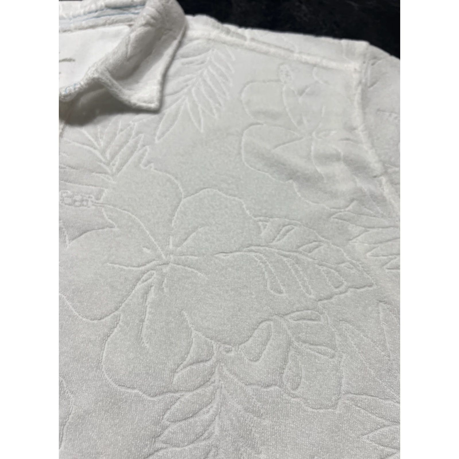 Tommy Bahama Tommy Bahama Polo Shirt 2XL White Short Sleeve Terry Poolside Hibiscus Button Collar Mens Size US XXL / EU 58 / 5 - 2 Thumbnail