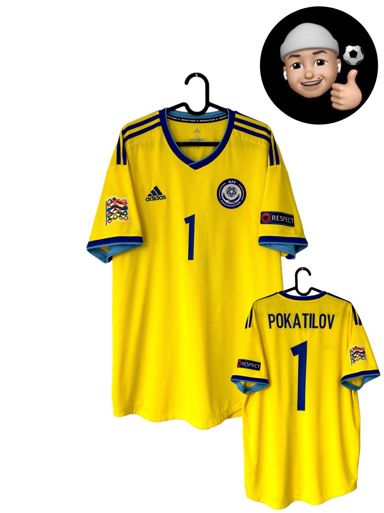 Adidas 2019 2020 Kazakhstan Game Issue Goalkeeper Top Soccer Jersey Size US XL / EU 56 / 4 - 1 Thumbnail