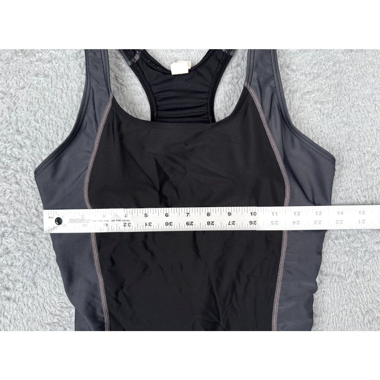 Womens Swimsuit Tank Racerback Nylon Spandex Blend UPF50 Black Gray One Piece M Surf