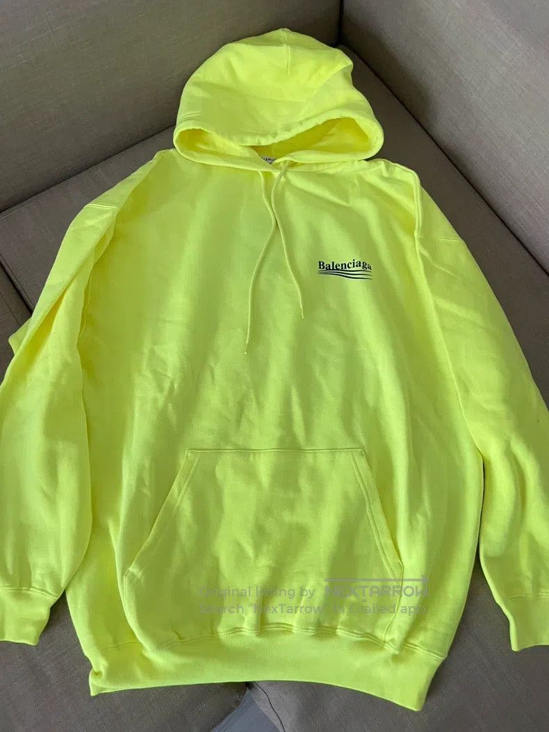 Balenciaga Balenciaga Neon Yellow Coke Logo Fleece Hoodie Size US XS / EU 42 / 0 - 1 Thumbnail