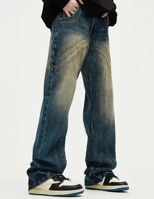 Japanese Brand × Jean Y2K Painted Circle Striped Baggy Jeans Size US 30 / EU 46 - 3 Thumbnail