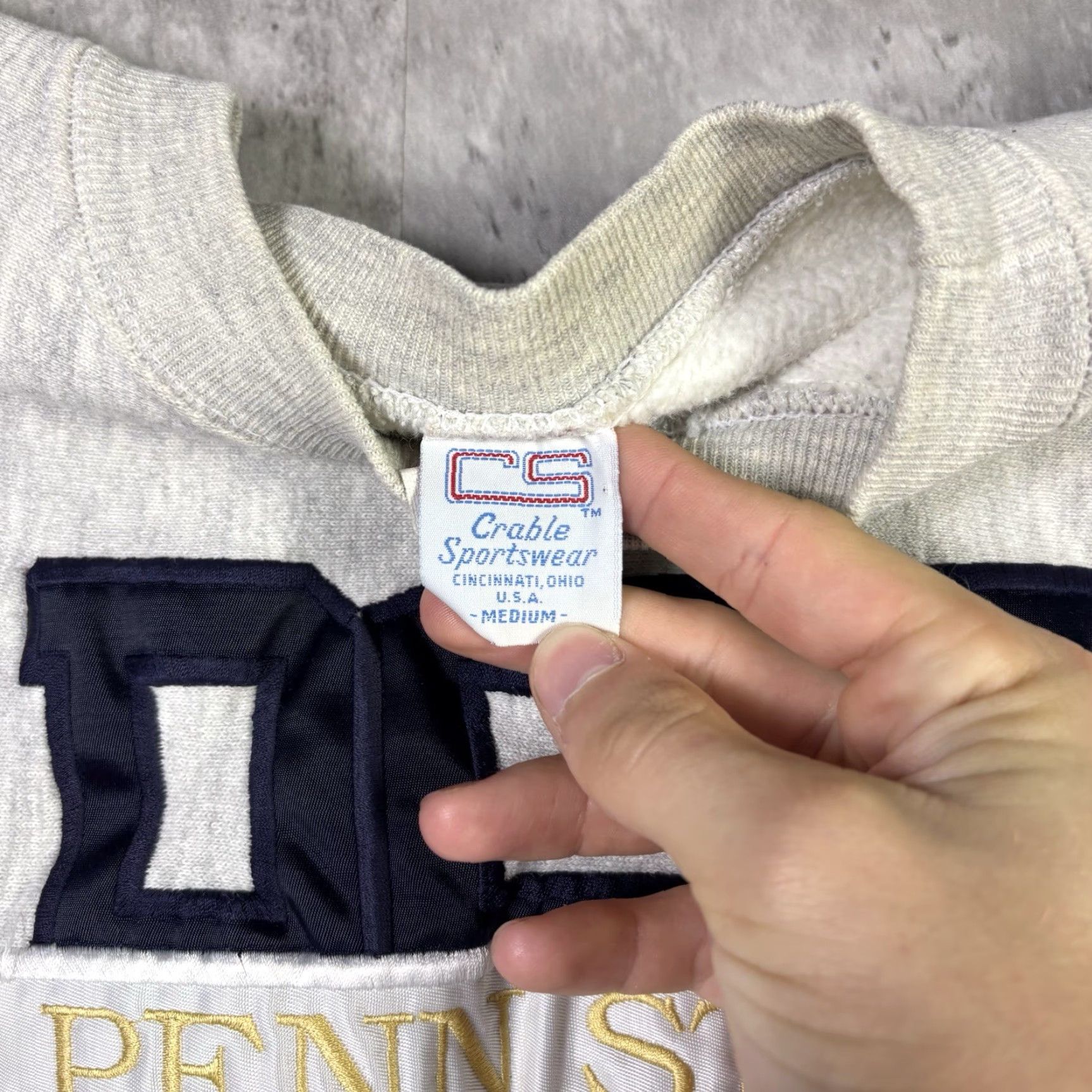 Penn VINTAGE Unbranded Sweatshirt 90s Reverse Weave Penn State University Drawstring Gray Blue M Mens Size US M / EU 48-50 / 2 - 3 Thumbnail