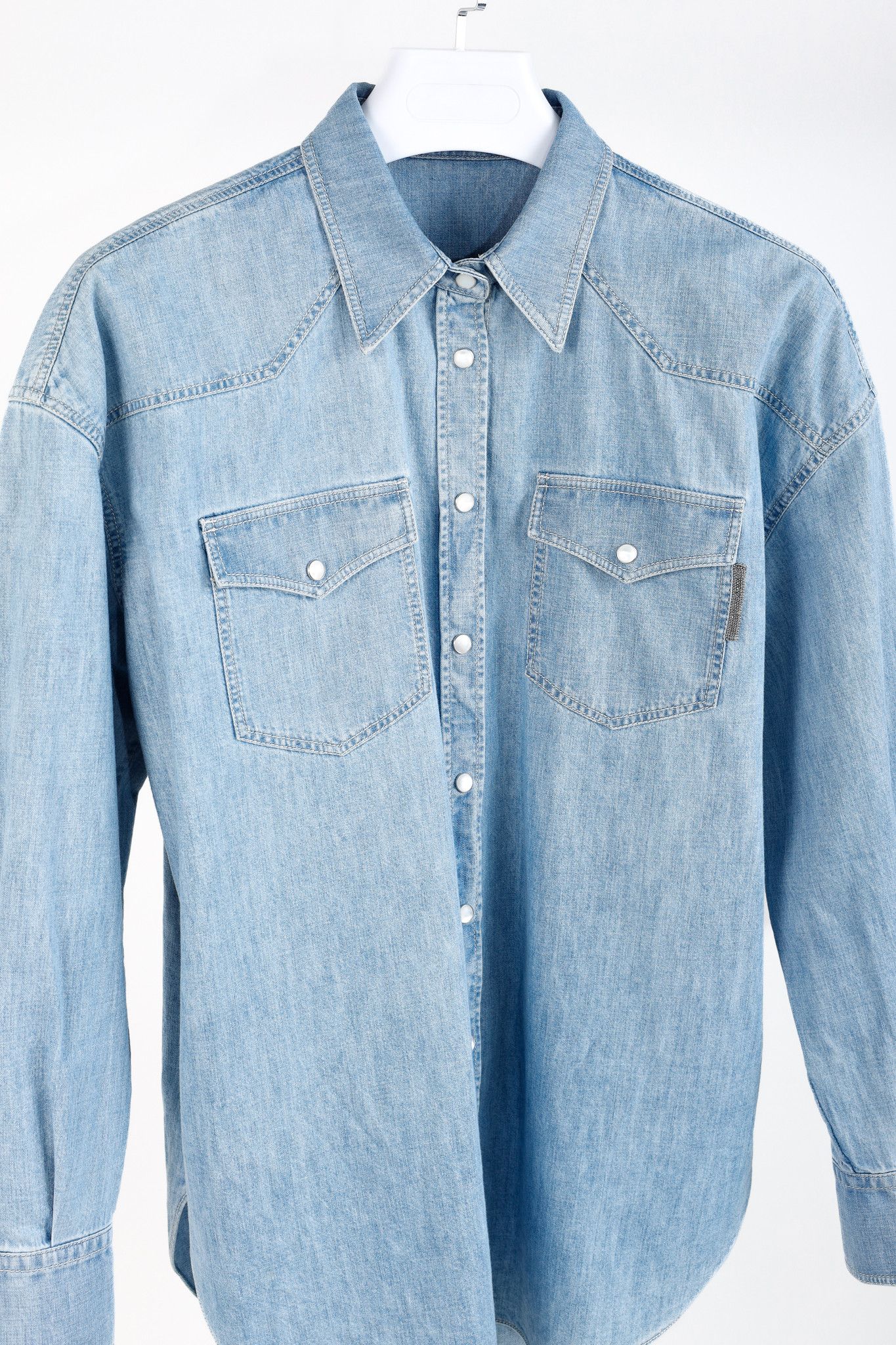 Brunello Cucinelli Brunello Cucinelli SS22 Monili Buttoned Denim Shirt Size XL / US 12-14 / IT 48-50 - 3 Thumbnail
