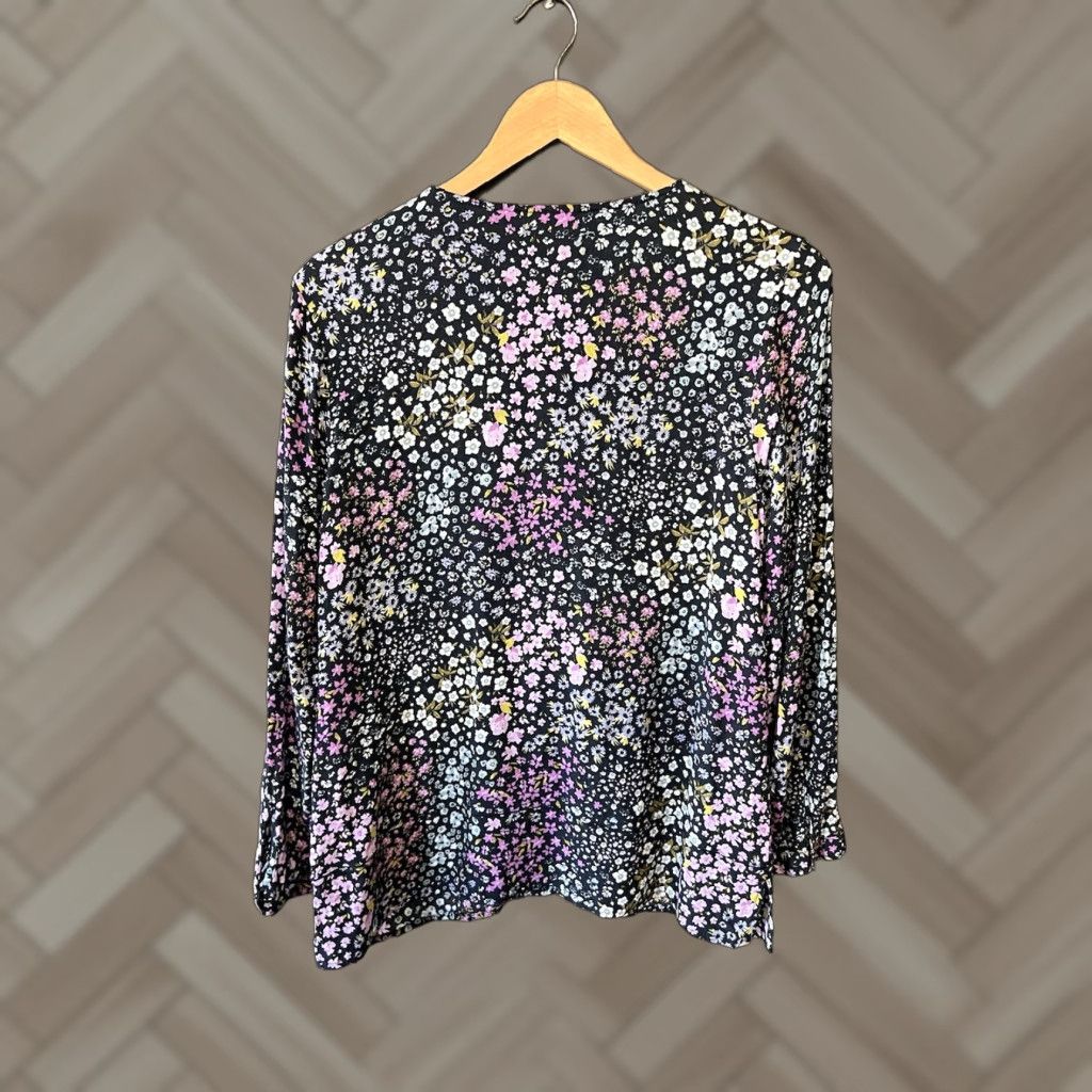 J. Jill J. Jill Womens Black Floral Pattern Long Sleeve Button-Up Blouse Size M Size M / US 6-8 / IT 42-44 - 1 Thumbnail