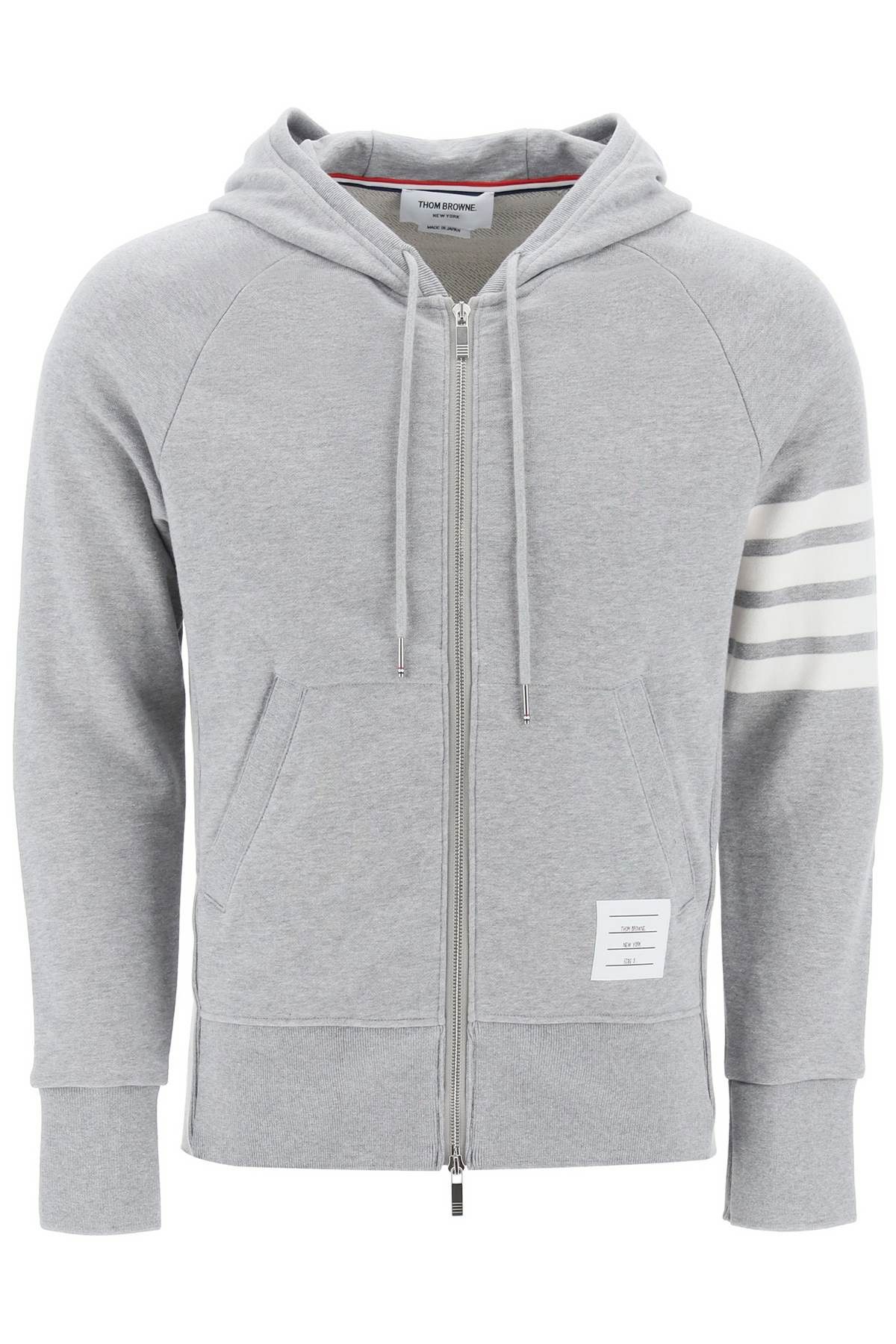 image of Thom Browne 4-Bar Zip-Up Hoodie in Grigio, Men's (Size XL)