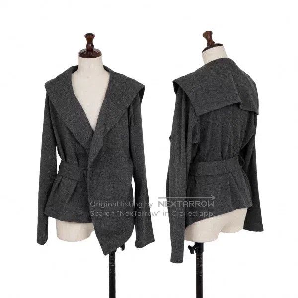 Comme Des Garcons Navy collar asymmetric coat