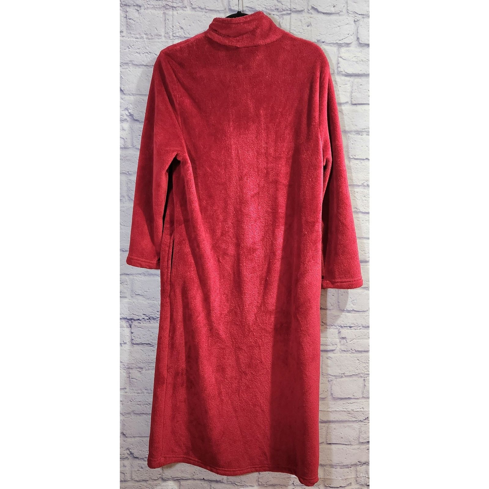 Other Sonoma Intimates Burgundy Plush Full Zip Robe Small Pockets Size ONE SIZE - 3 Thumbnail