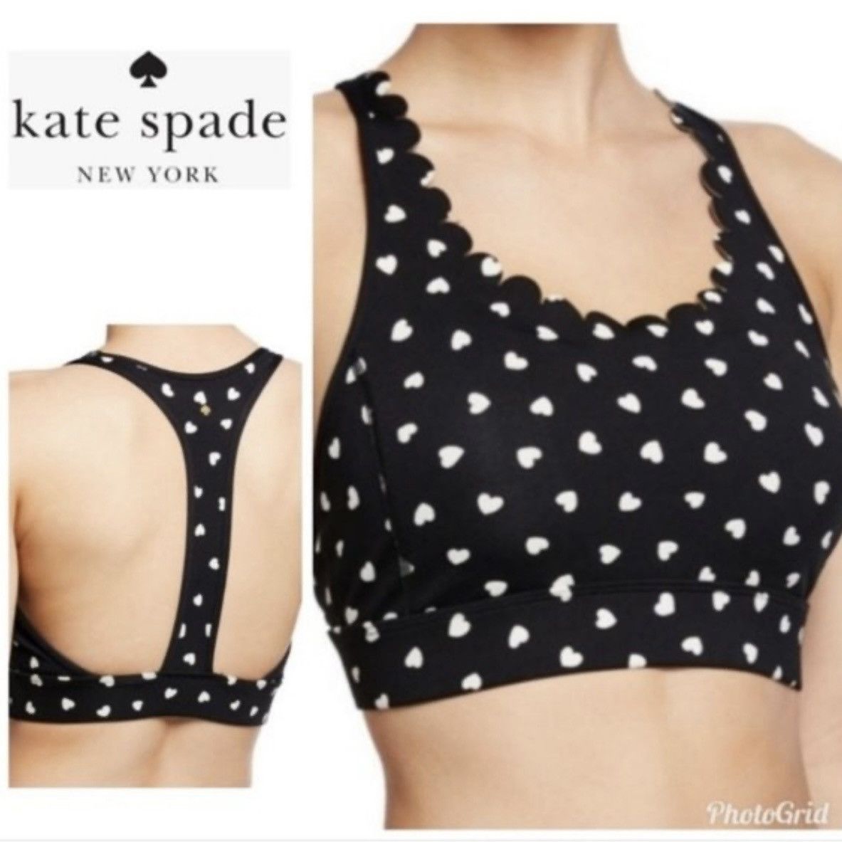 Kate Spade KATE SPADE Black White Polka Heartbeat Scallop Sports Bra Size M / US 6-8 / IT 42-44 - 1 Thumbnail