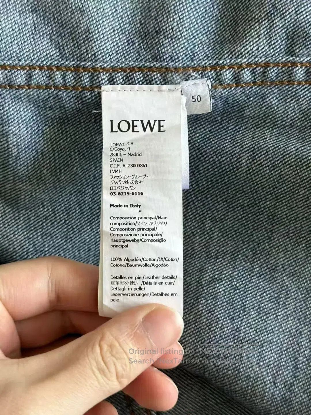 Loewe Loewe Navy Blue Leather Patch Denim Jacket| Size US M / EU 48-50 / 2 - 5 Thumbnail