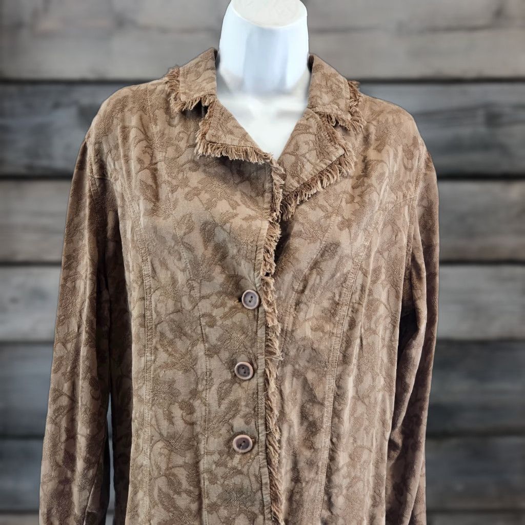 Vintage Tianello Womens Penelope Jacket Small Brown Fringe Button Front Long Sleeve Size S / US 4 / IT 40 - 1 Thumbnail