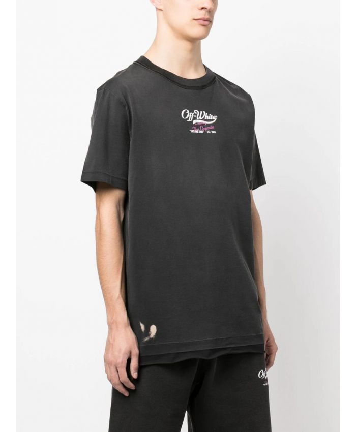 Off-White o1w1db10824 Wave Off Raw Slim S/S Tee in Black Size US L / EU 52-54 / 3 - 2 Thumbnail