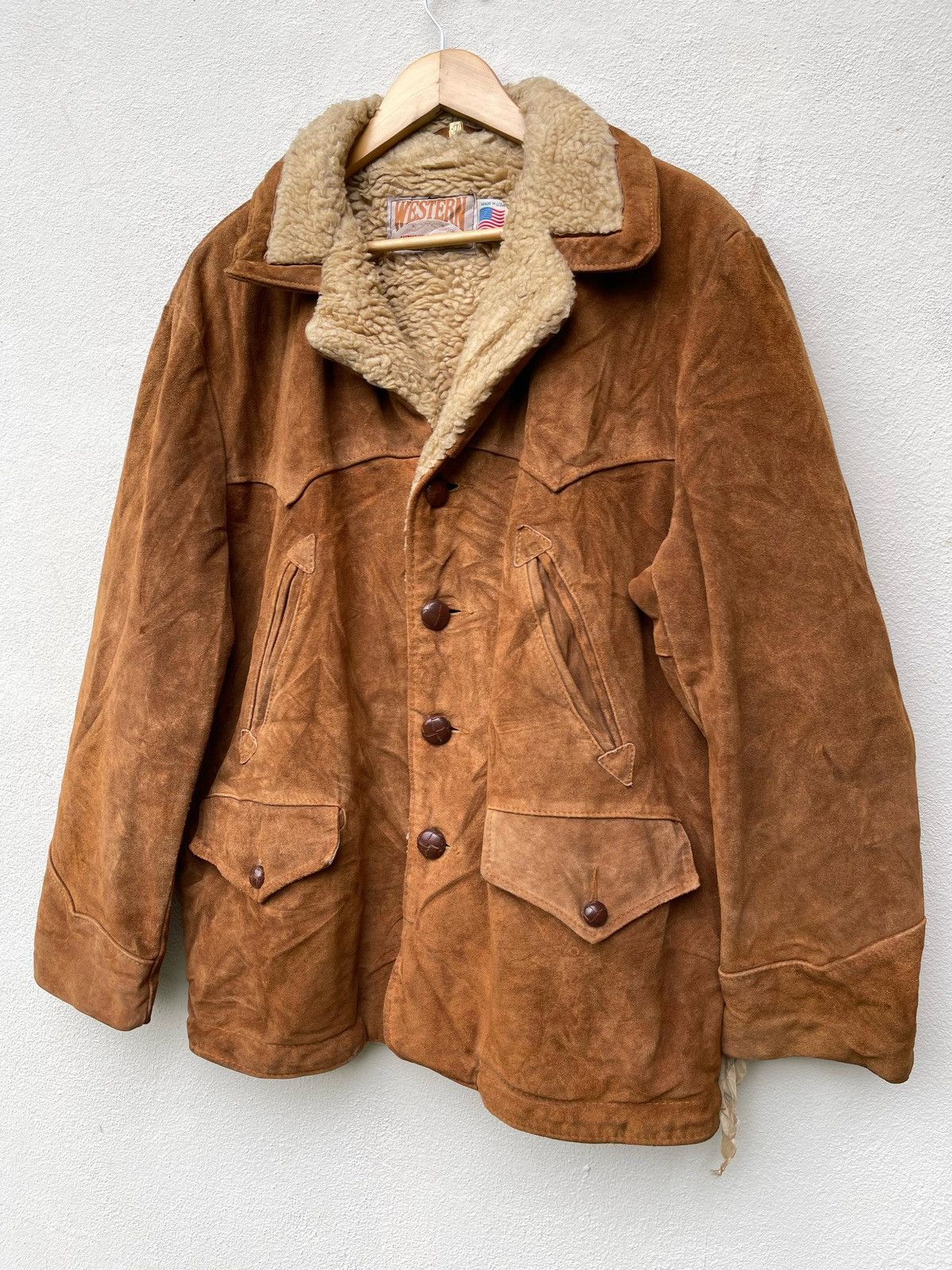 Schott × Vintage × Western Rise Vintage 90s Schott N.Y.C Western Shearling Leather Jacket Size US L / EU 52-54 / 3 - 3 Thumbnail