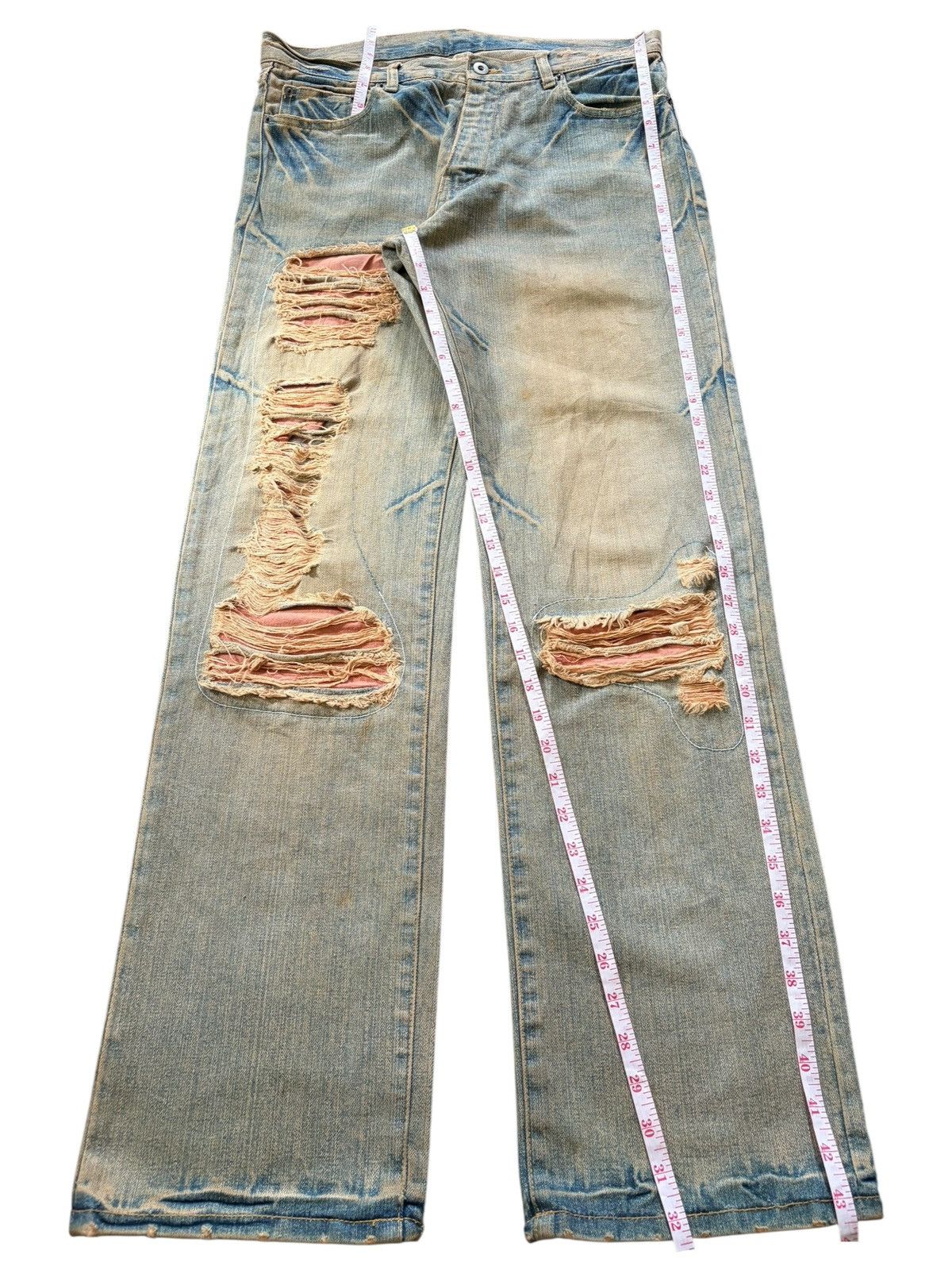 Kapital Vintage Japanese Brand Rusty Wash Distress Patch Loose Jeans Size 33" - 7 Thumbnail