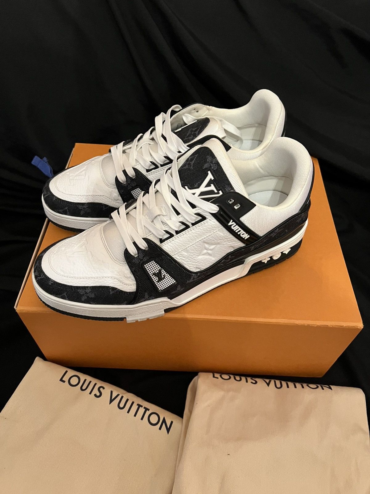 Louis Vuitton Louis Vuitton Trainers Black White Denim Sneakers Monogram Size US 10.5 / EU 43-44 - 3 Thumbnail