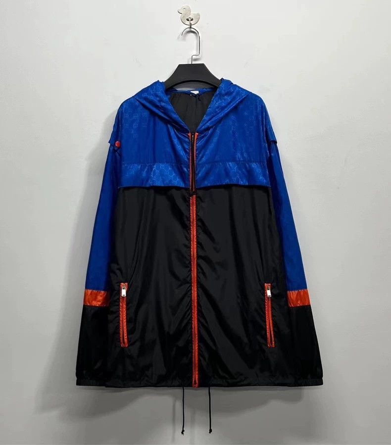 Gucci Gucci Blue Black Logo Hooded Jacket Size US M / EU 48-50 / 2 - 1 Thumbnail