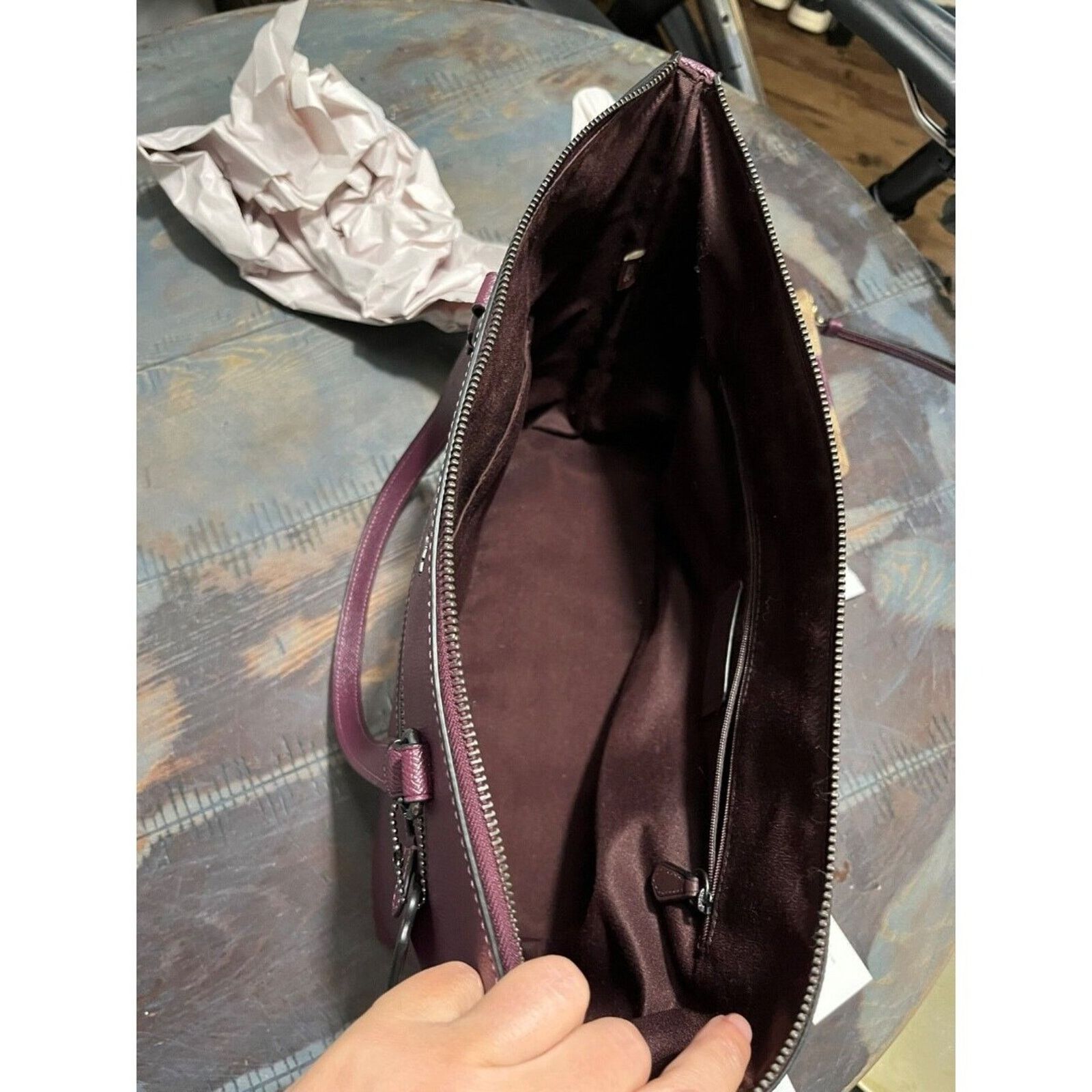 Coach 100% Coach Gallery Tote with Wristlet in Boysenberry F79608 Size ONE SIZE - 6 Thumbnail