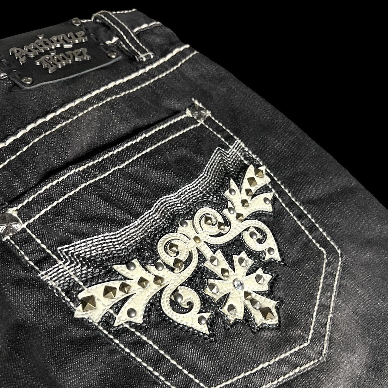 Affliction Antique Rivet Studded Distressed Jeans Size US 38 / EU 54 - 4 Thumbnail