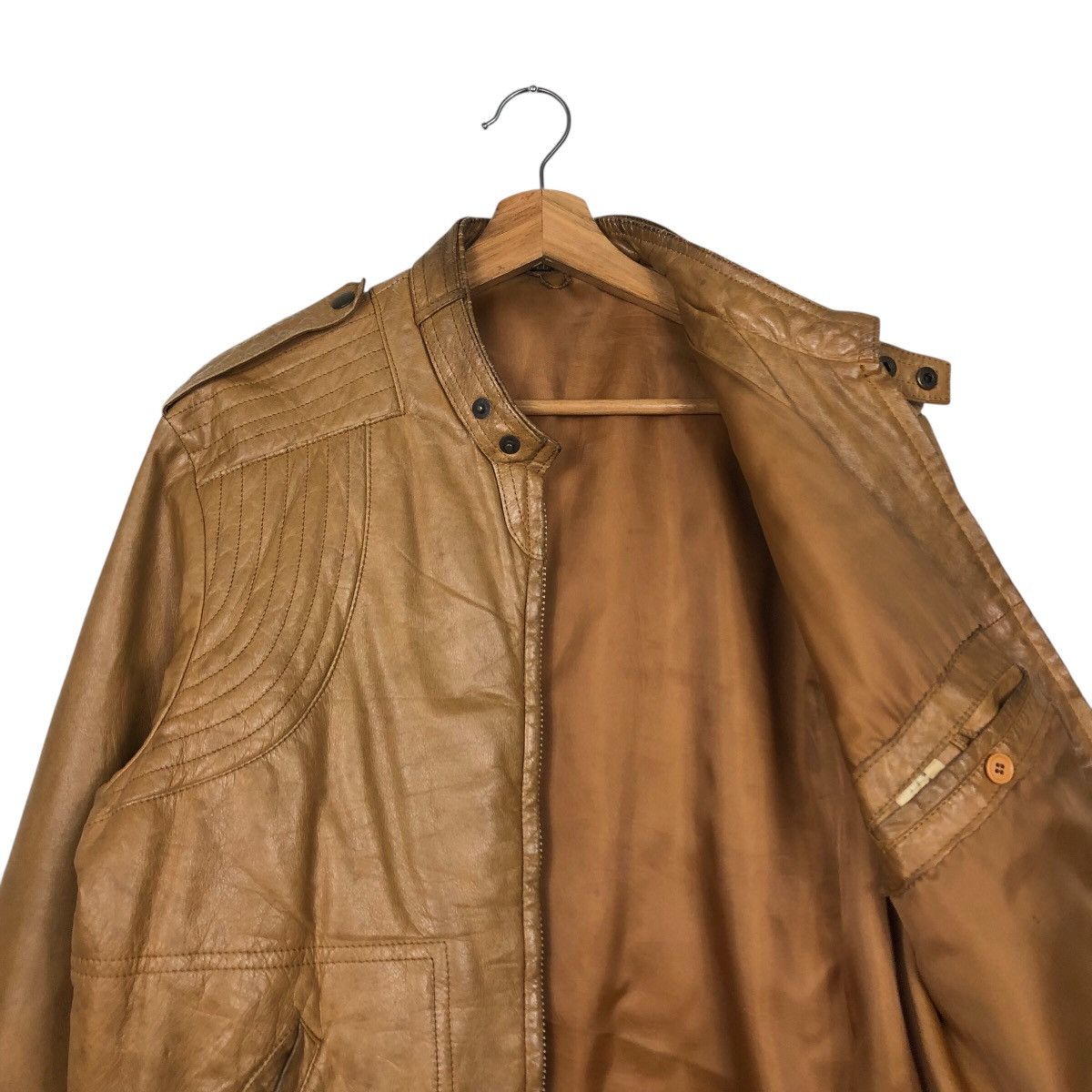 Japanese Brand 📌Vintage Biker Leather Jacket Unknown Brand Issey Miyake Size US L / EU 52-54 / 3 - 13 Thumbnail