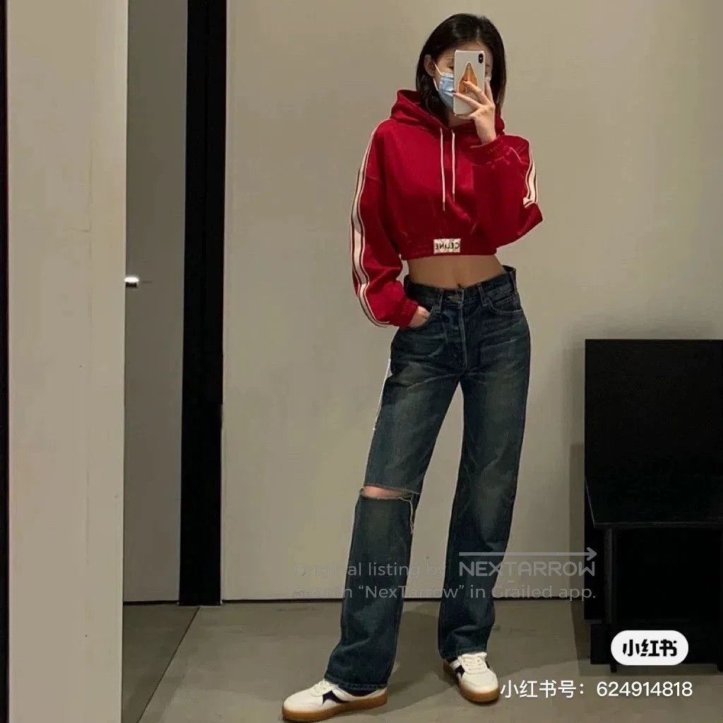 Celine celine red cropped hooded sweatshirt. Size S / US 4 / IT 40 - 5 Thumbnail