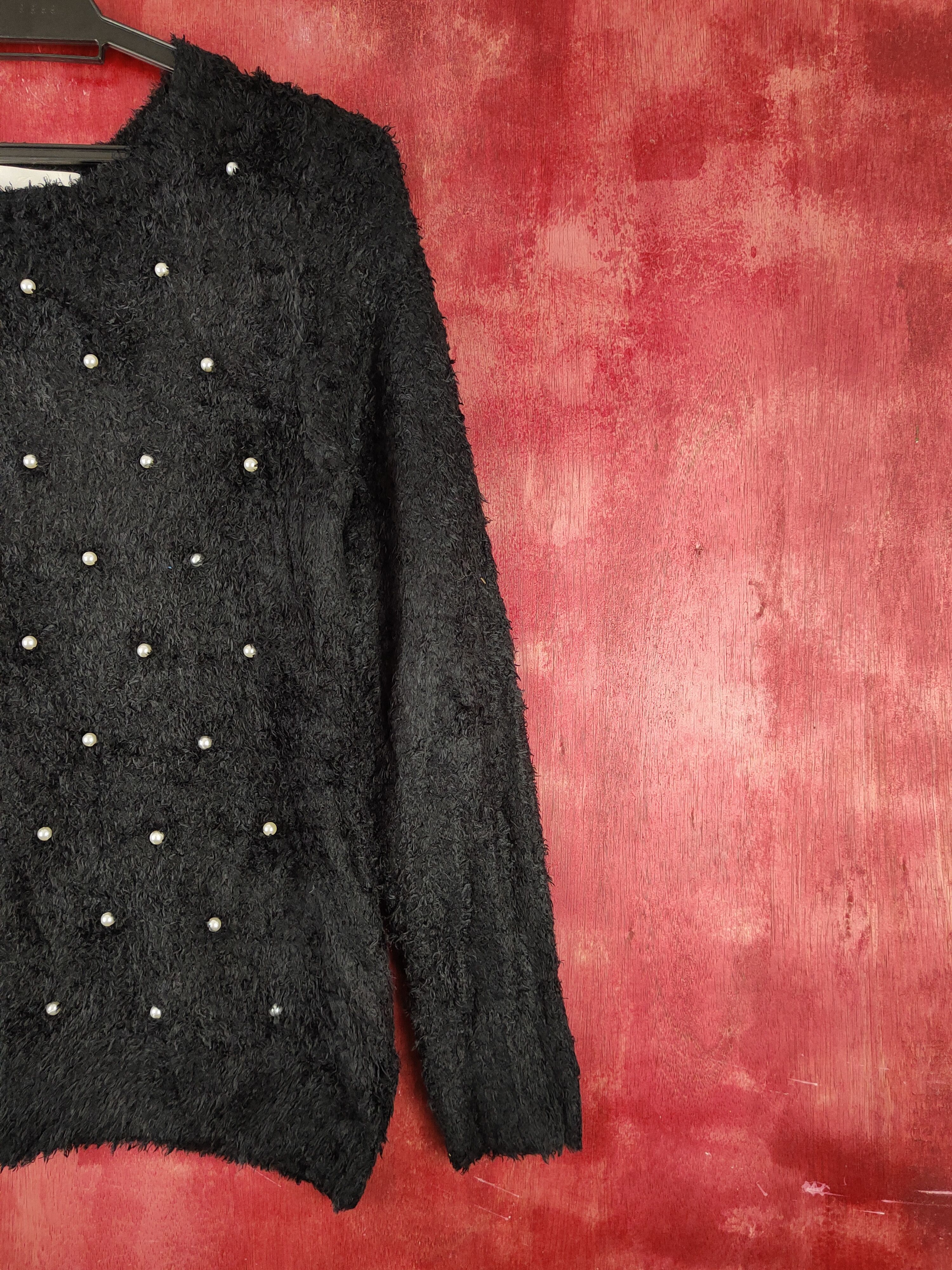 Japanese Brand Jinty Black Shag Shaggy Fur Mohair Knitwear #S1816 Size M / US 6-8 / IT 42-44 - 5 Thumbnail