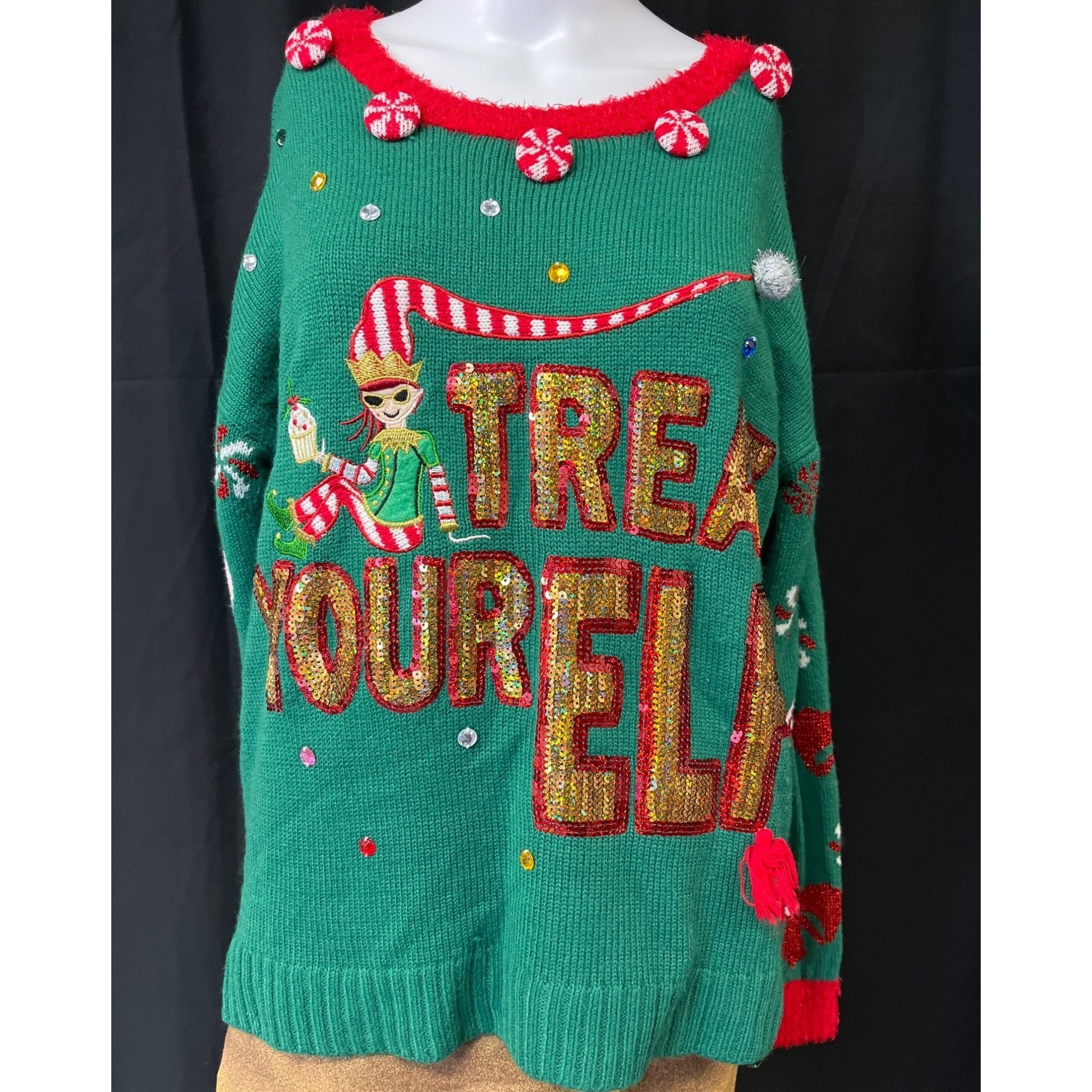 Other Holiday Time Women's Green Christmas Ugly Sweater SzM(8-10) Size M / US 6-8 / IT 42-44 - 1 Thumbnail