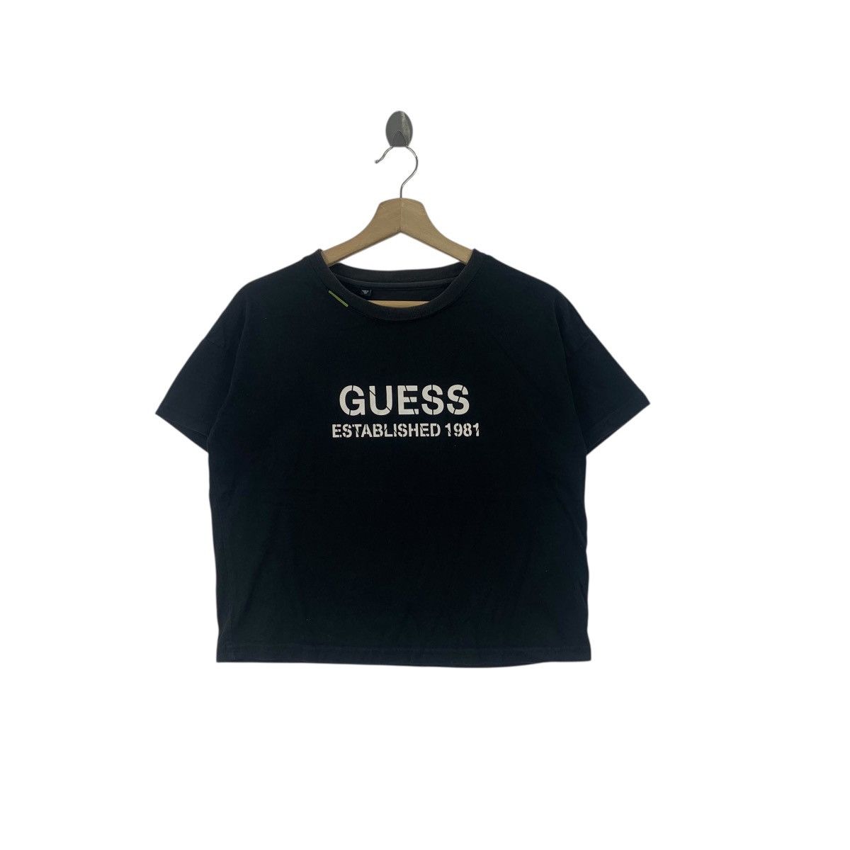 Guess GUESS USA DENIM Lifestyle Logo Cropped Top Tee Shirt Black Size XS / US 0-2 / IT 36-38 - 1 Thumbnail