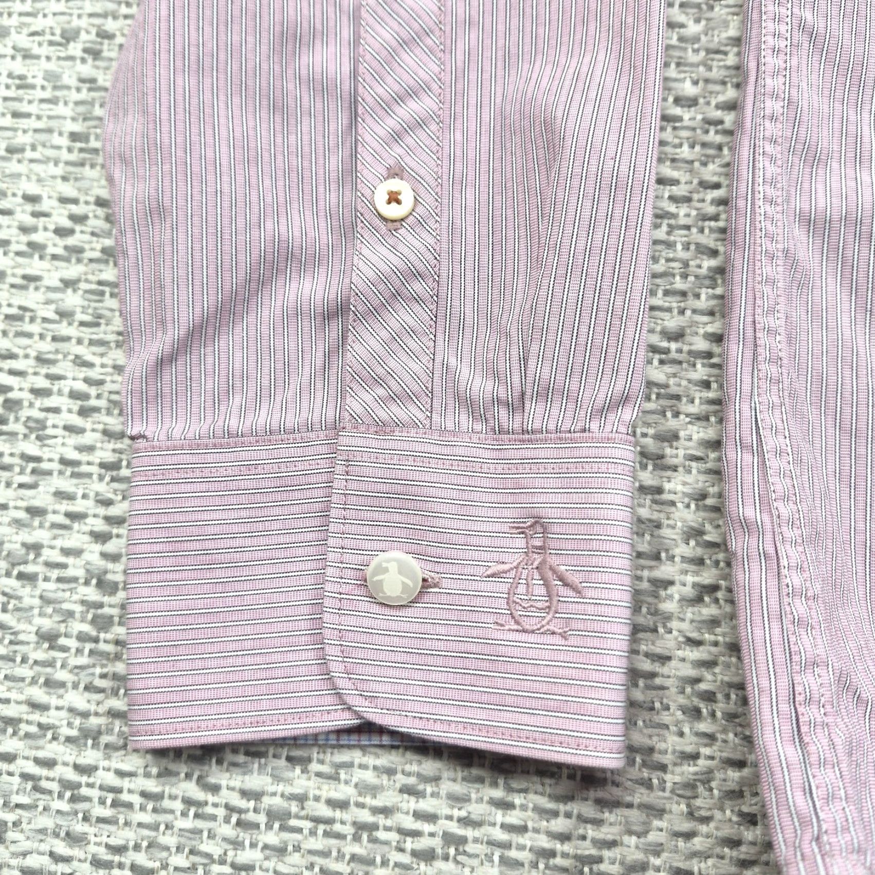 Original Penguin Original Penguin Heritage Slim Fit Shirt Mens 15.5 Pink Pinstripe Button Up Long Sleeve Dress Shirt, 100% Cotton, Slim, Classic Preppy Mens Size US L / EU 52-54 / 3 - 4 Thumbnail