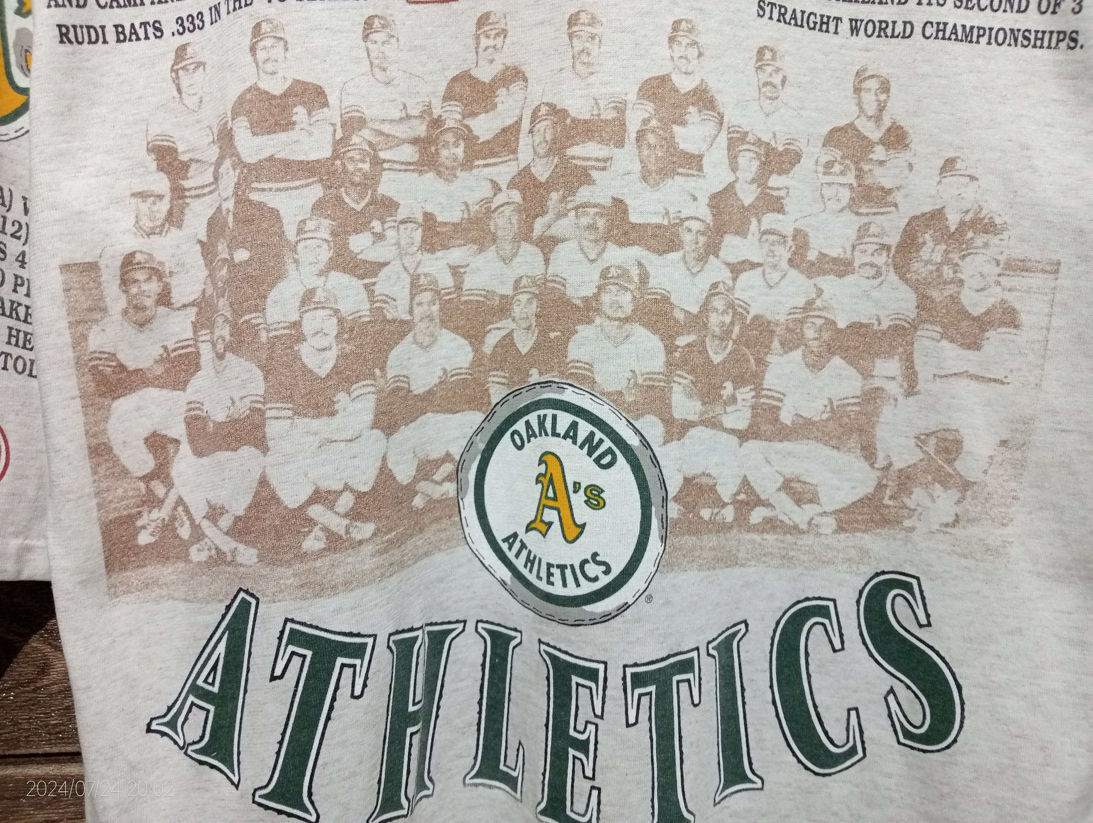 Vintage VTG '90s Long Gone MLB Oakland Athletics 3Q Sleeve Tshirt Size US XL / EU 56 / 4 - 7 Thumbnail