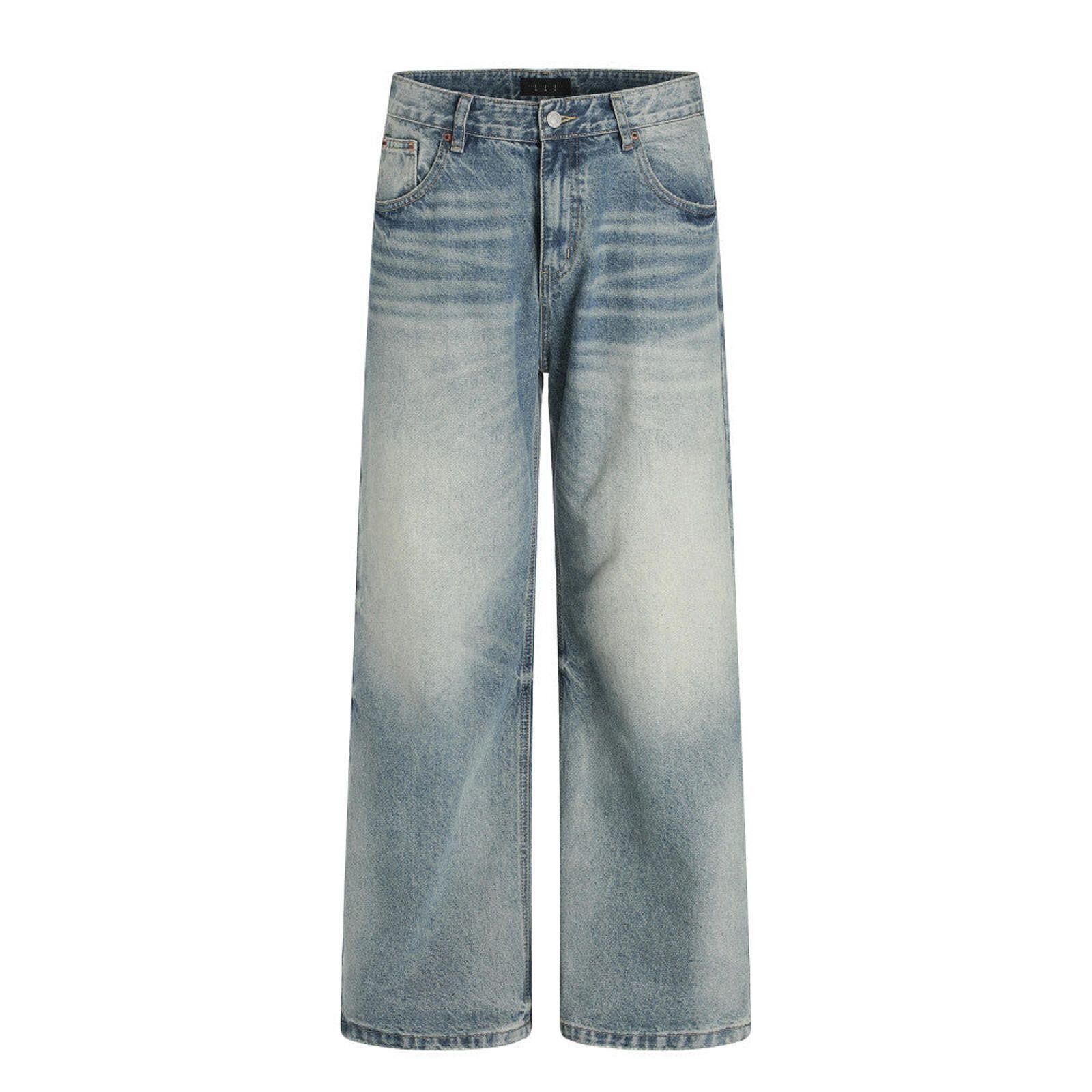 Jean Whiskered Loose Wide-Leg Jeans Size US 33 - 5 Thumbnail