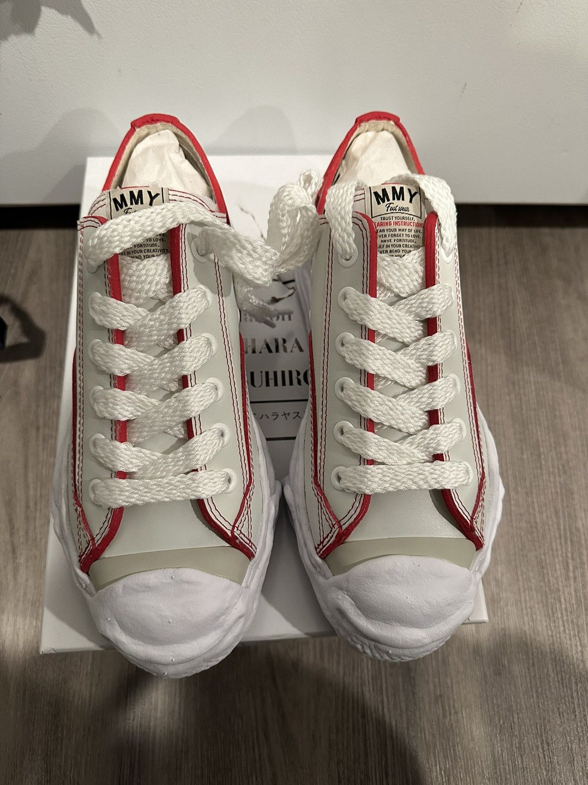 Maison MIHARA YASUHIRO Mihara yasuhiro leather hank white red line size 42  | Grailed